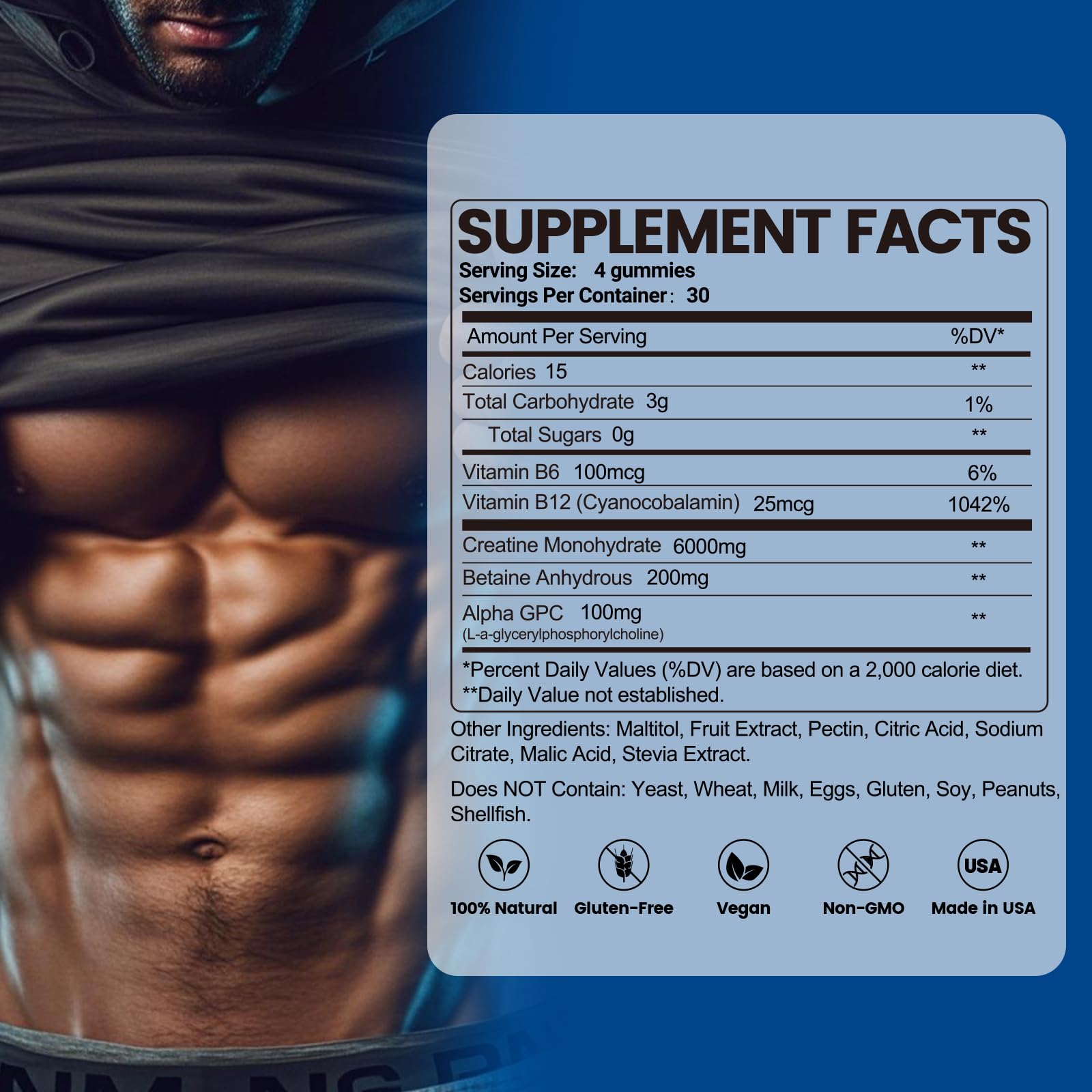 inGreens Creatine Monohydrate Gummies 6g per Serving, Sugar Free Creatine Supplements for Men & Women, Chewable Creatine for Muscle Growth, Strength, Energy inGreens buy supplements canada