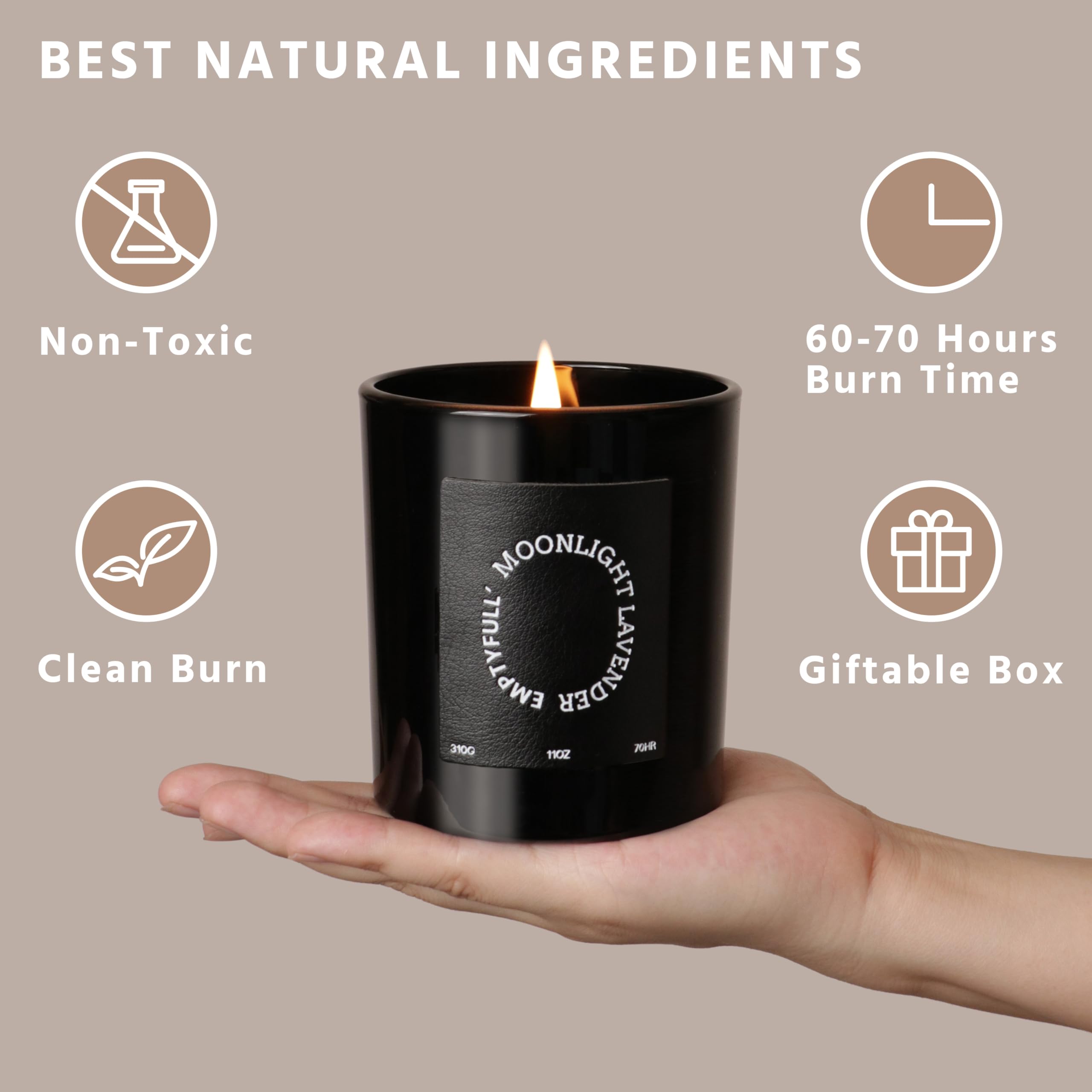 EMPTYFULL Lavender Scented Candles, Wood Wick, 11 oz Large Candle, Natural Soy Candles Emptyfull buy supplements canada