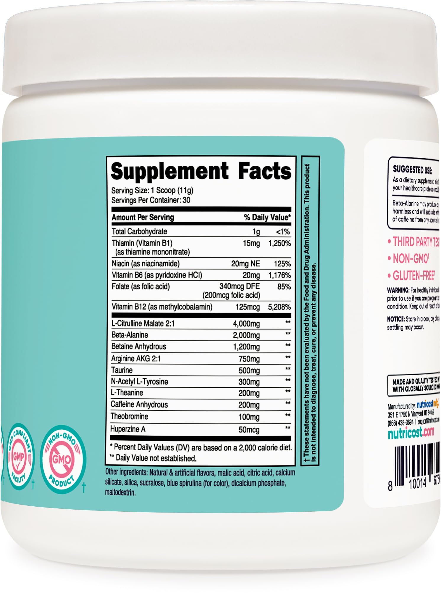 Nutricost Pre-Workout Powder for Women, Blue Raspberry, 30 Servings Nutricost buy supplements canada
