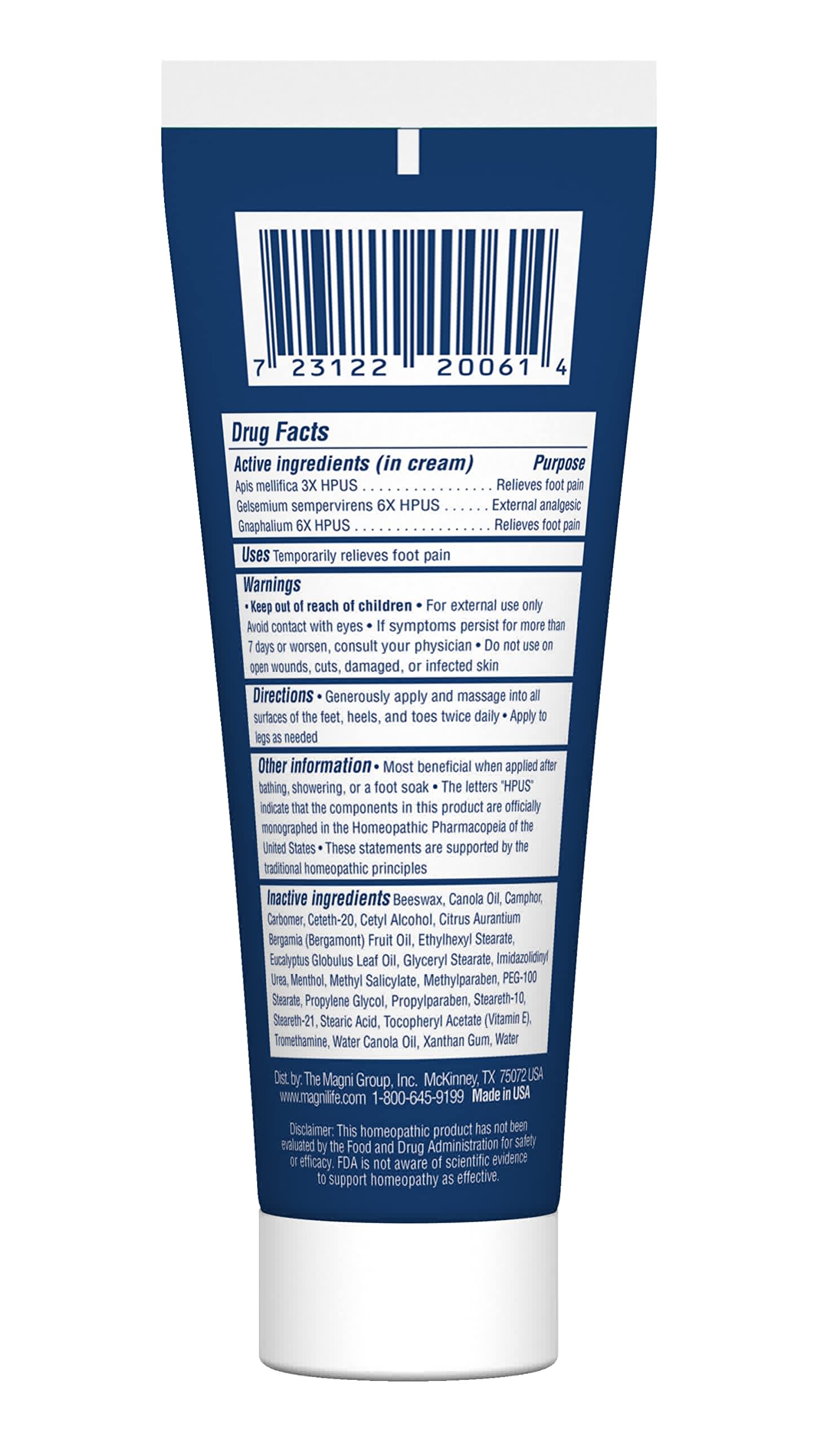 MagniLife Pain Relieving Foot Cream, 8 oz Tube, Soothing Relief for Soreness, Pain, Burning, Tingling, Itching or Sensitivity in Feet & Legs, Moisturizing & Hydrating Foot Cream, No Petroleum MagniLife buy supplements canada