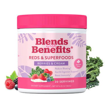 360 Nutrition Blends with Benefits Reds & Superfoods for Natural Antioxidants and Polyphenols, with Fruits & Veggies, Probiotics Digestion, Daily Energy - Berries & Cream - 30 Servings 360 Nutrition buy supplements canada