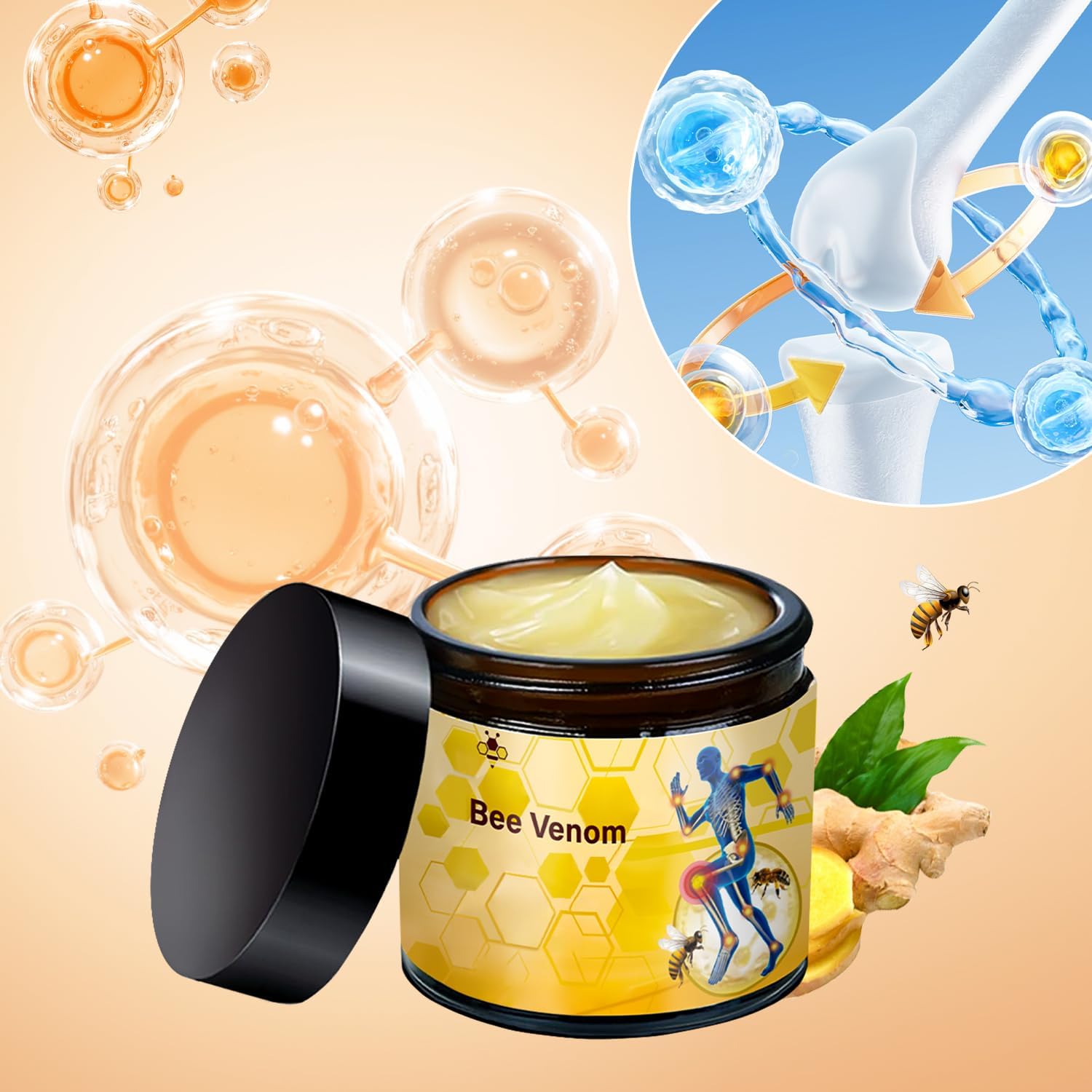 2 Pcs Bee Venom Cream, Professional Bee Venom Cream, Natural Joint Gel, for Neck,Waist,Back Hand Feet and Leg LinTsing buy supplements canada
