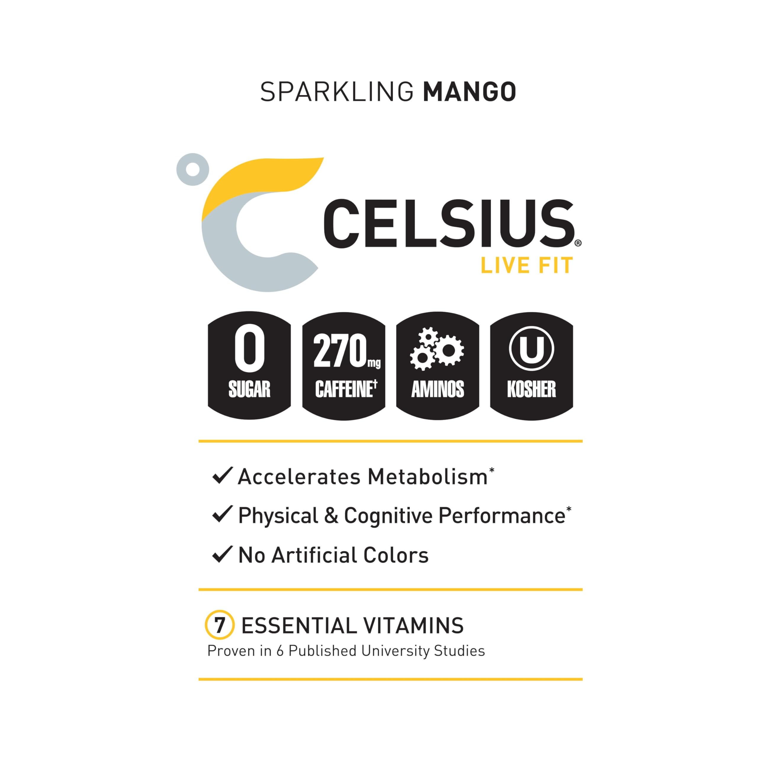 CELSIUS ESSENTIALS, Sparkling Mango Tango, Performance Energy Drink 16 Fl Oz CELSIUS buy supplements canada