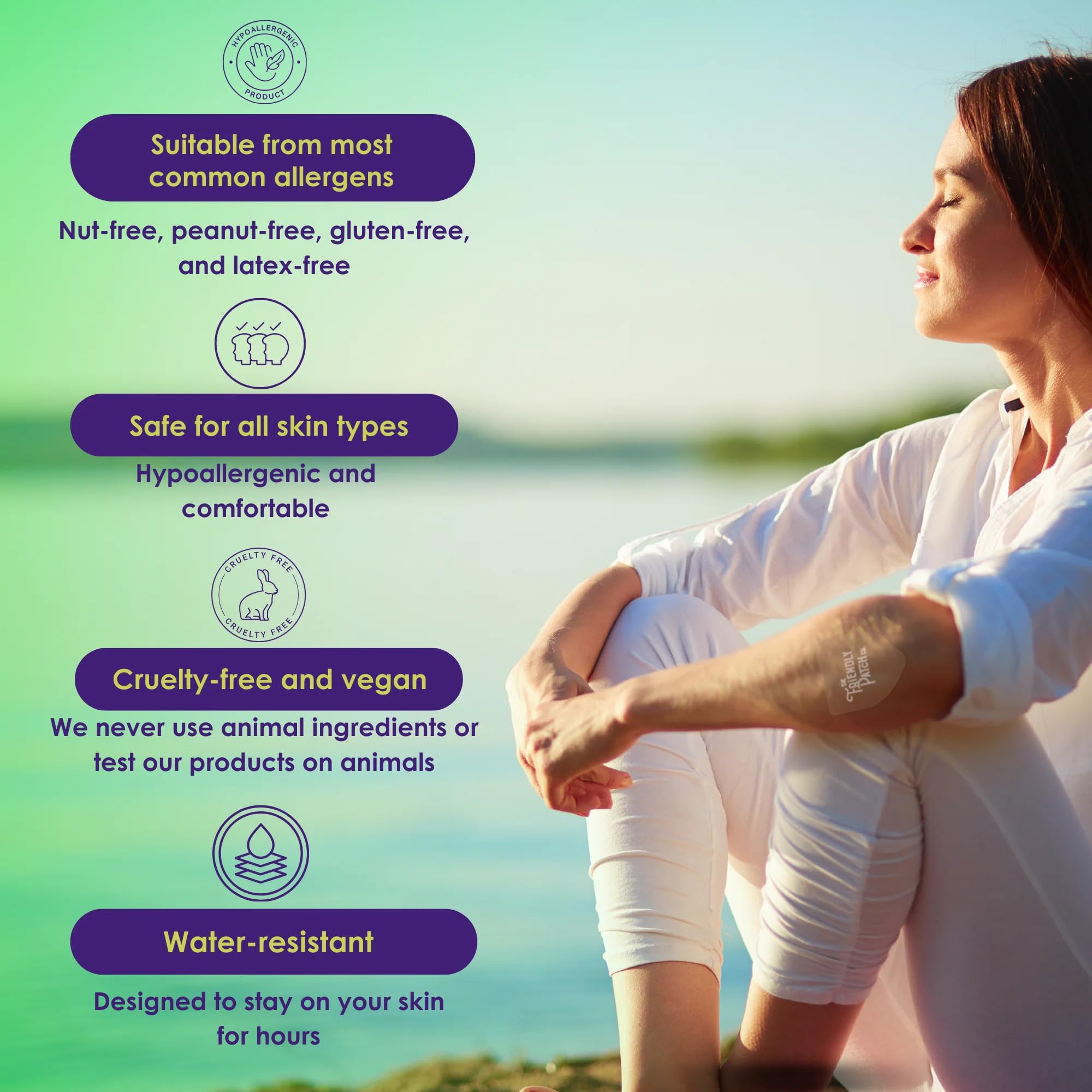 Relief Day Patch - Arnica, White Willow Bark, Saffron & Peppermint for Soreness and discomfort for Women and Men The Friendly Patch CO. buy supplements canada
