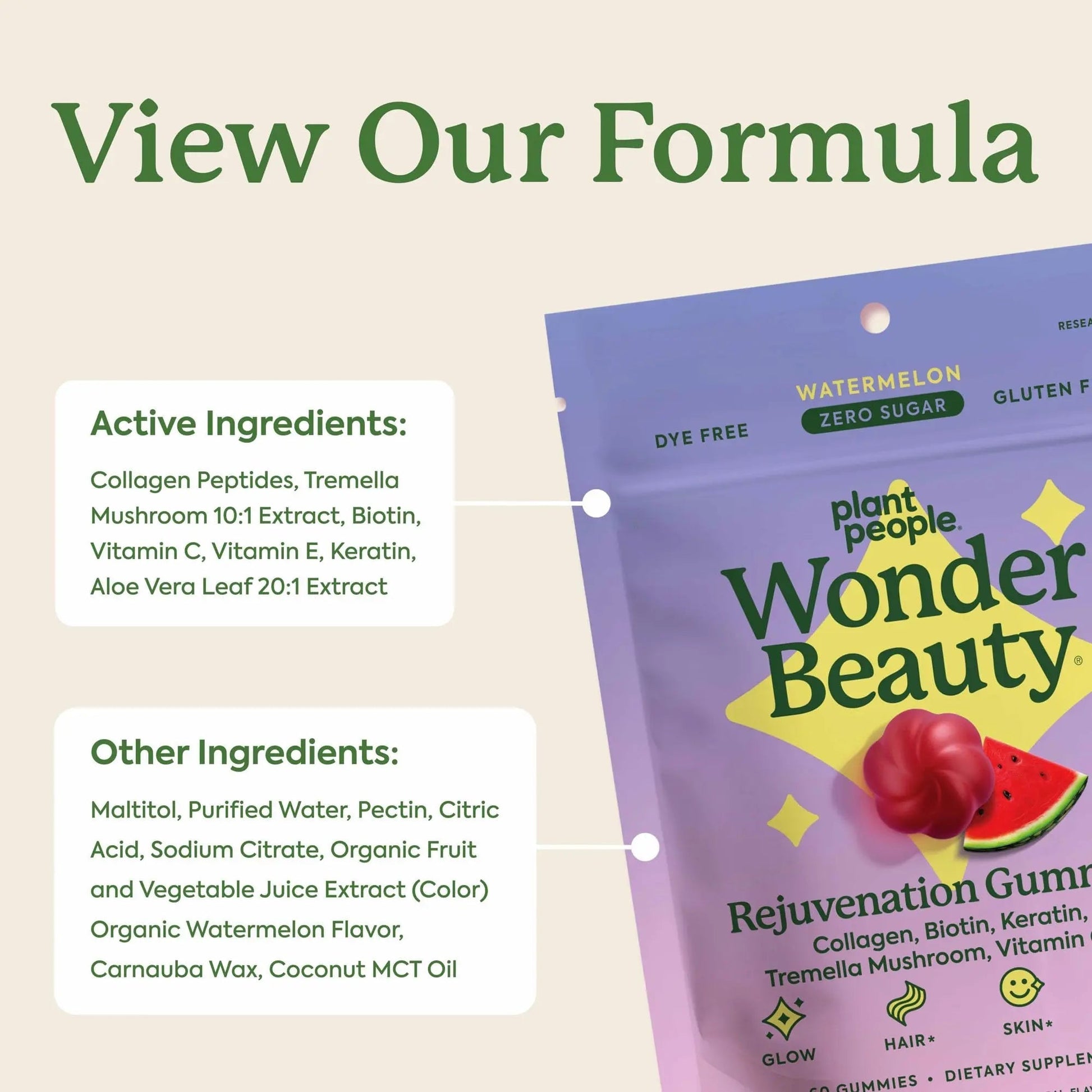 Plant People WonderBeauty Hair, Skin & Nails Rejuvenation Gummies with Tremella Mushroom, Marine Collagen Peptides Plant People buy supplements canada