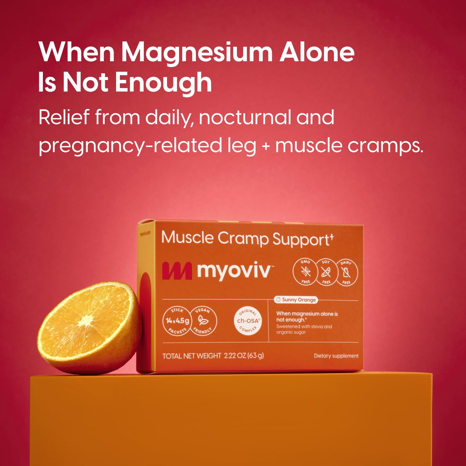 MYOVIV - Powerful Muscle Cramp Relief - 14 Packets (Trial Size), Sunny Orange Flavor - Muscle Cramp Support - Pregnancy & Lactation Safe MYOVIV buy supplements canada