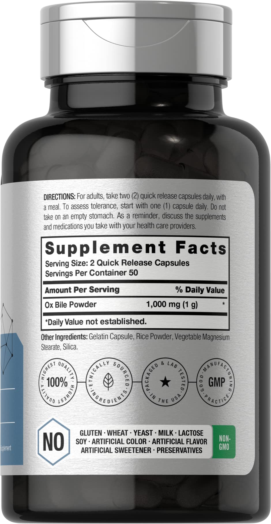 Ox Bile 1000 mg 100 Capsules | Digestive Enzymes Supplement | Non-GMO & Gluten Free Horbäach buy supplements canada