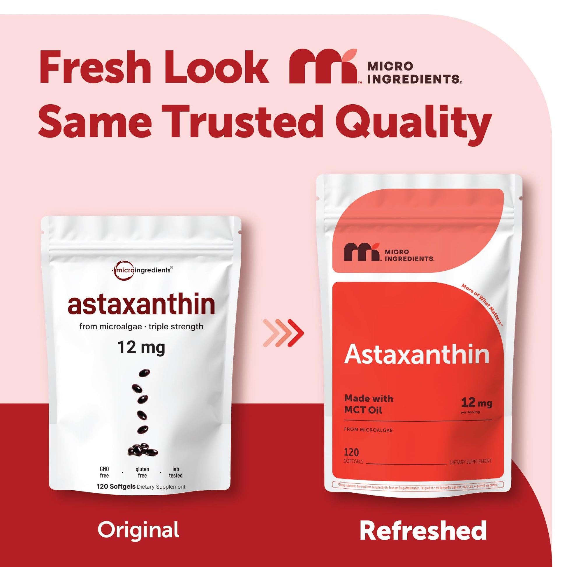 Micro Ingredients Astaxanthin 12mg with MCT Oil, 120 Softgels, 4 Month Supply | Premium Astaxanthin Antioxidant Supplements* | Fresh Microalgae Source Micro Ingredients buy supplements canada