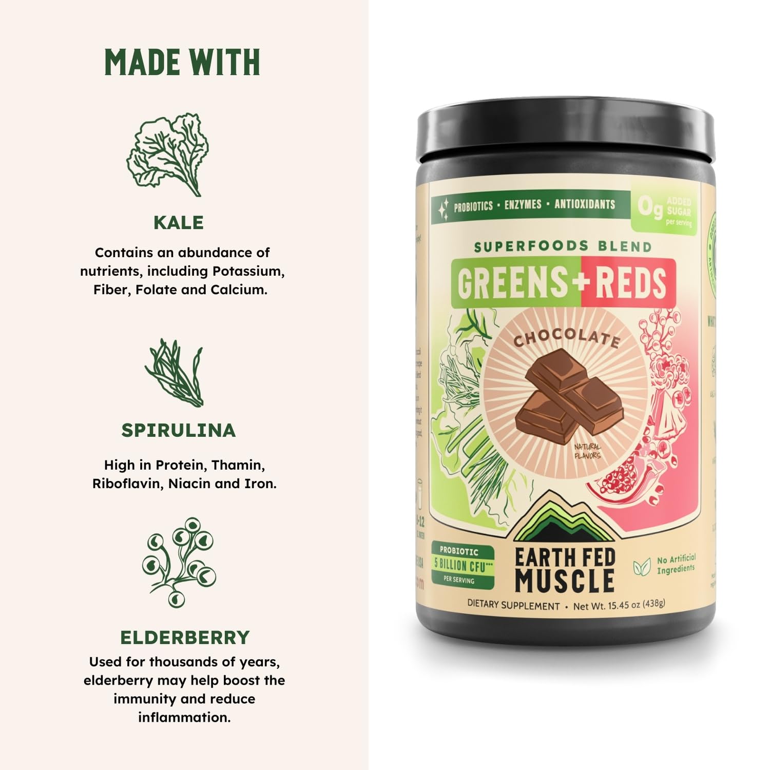 Earth Fed Muscle Chocolate Greens & Reds Superfood Blend Earth Fed Muscle buy supplements canada