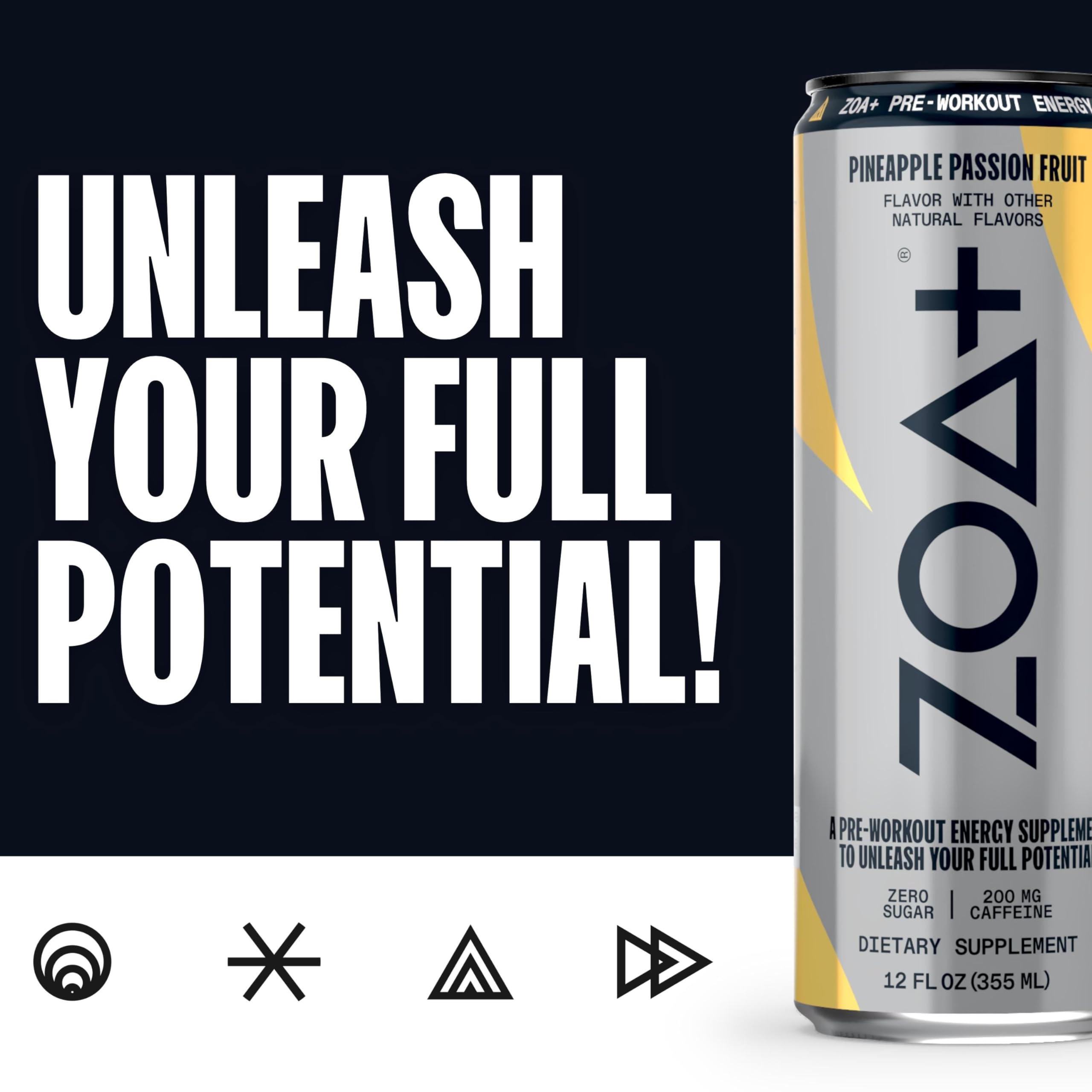 ZOA+ Pre-Workout Sugar-Free Energy Drink, Pineapple Passionfruit - Zero Sugar ZOA buy supplements canada