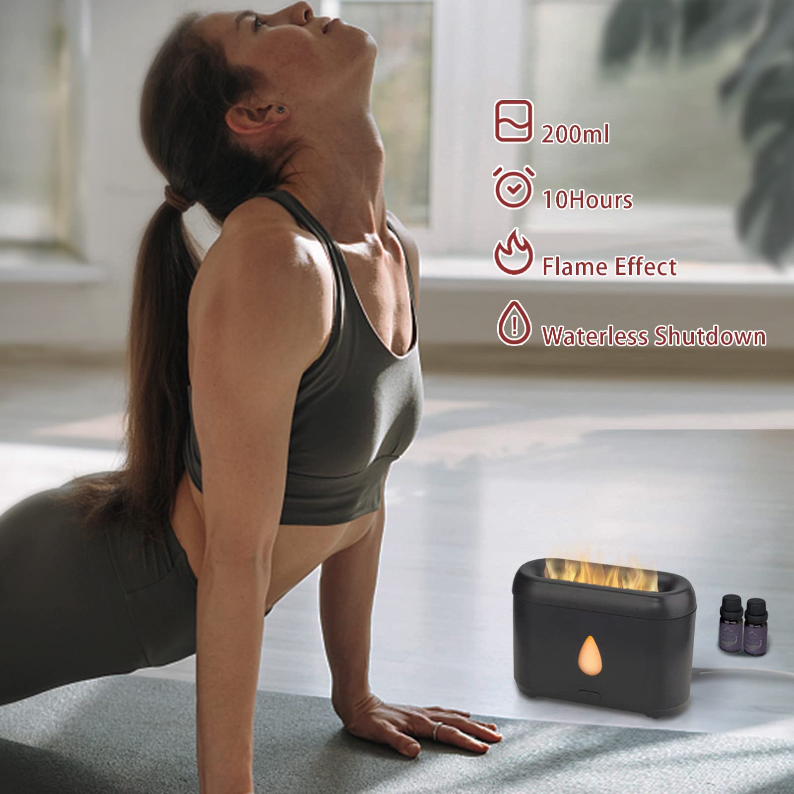 200ml Compact Small Flame Diffuser for Essential Oil (Black) Phimuezl buy supplements canada