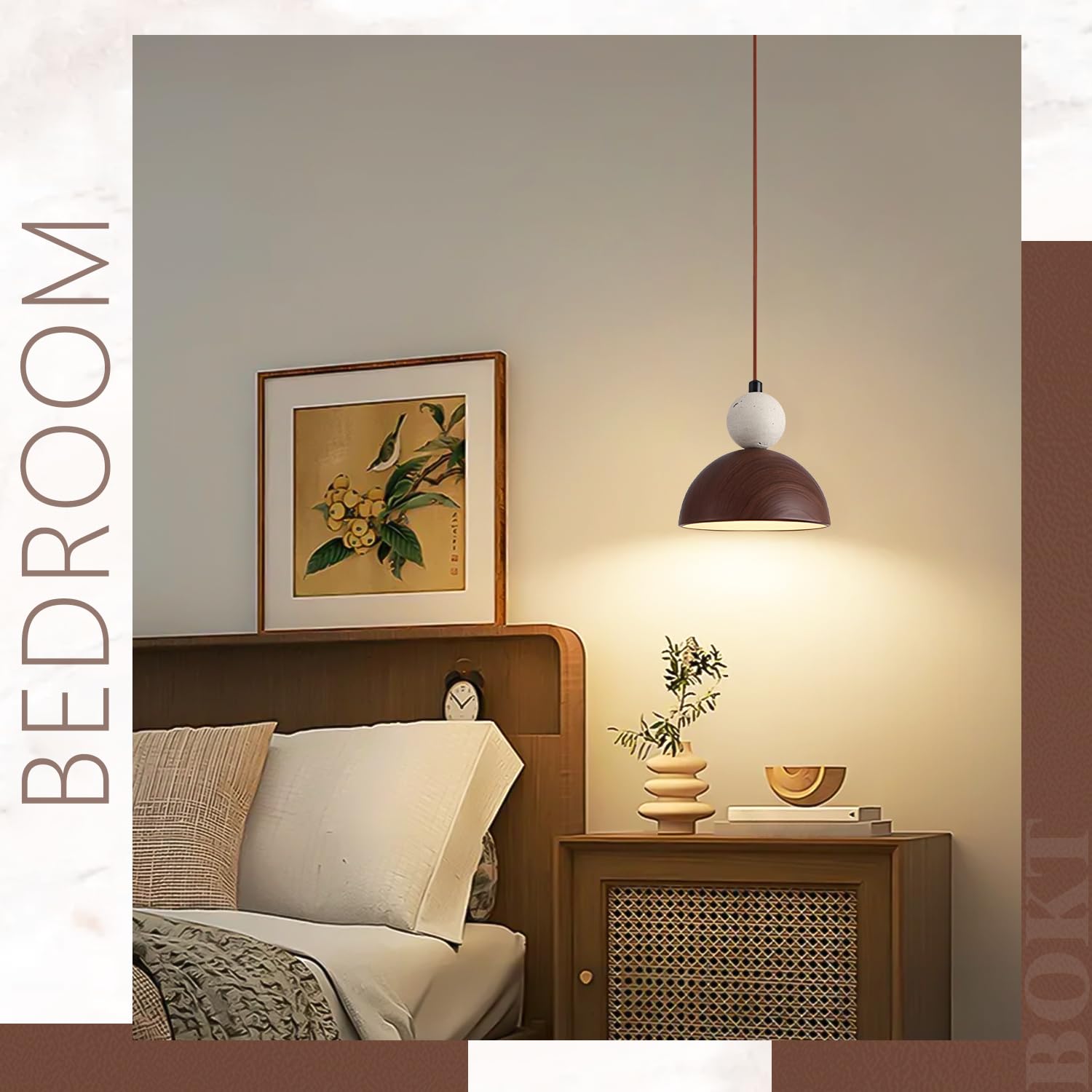 BOKT Wabi Sabi Pendant Light Nordic LED Ceiling Hanging Light Modern Natural Stone Pendant Light Adjustable Dimmable Walnut Mini Chandelier for Dining Room Living Room BOKT buy supplements canada