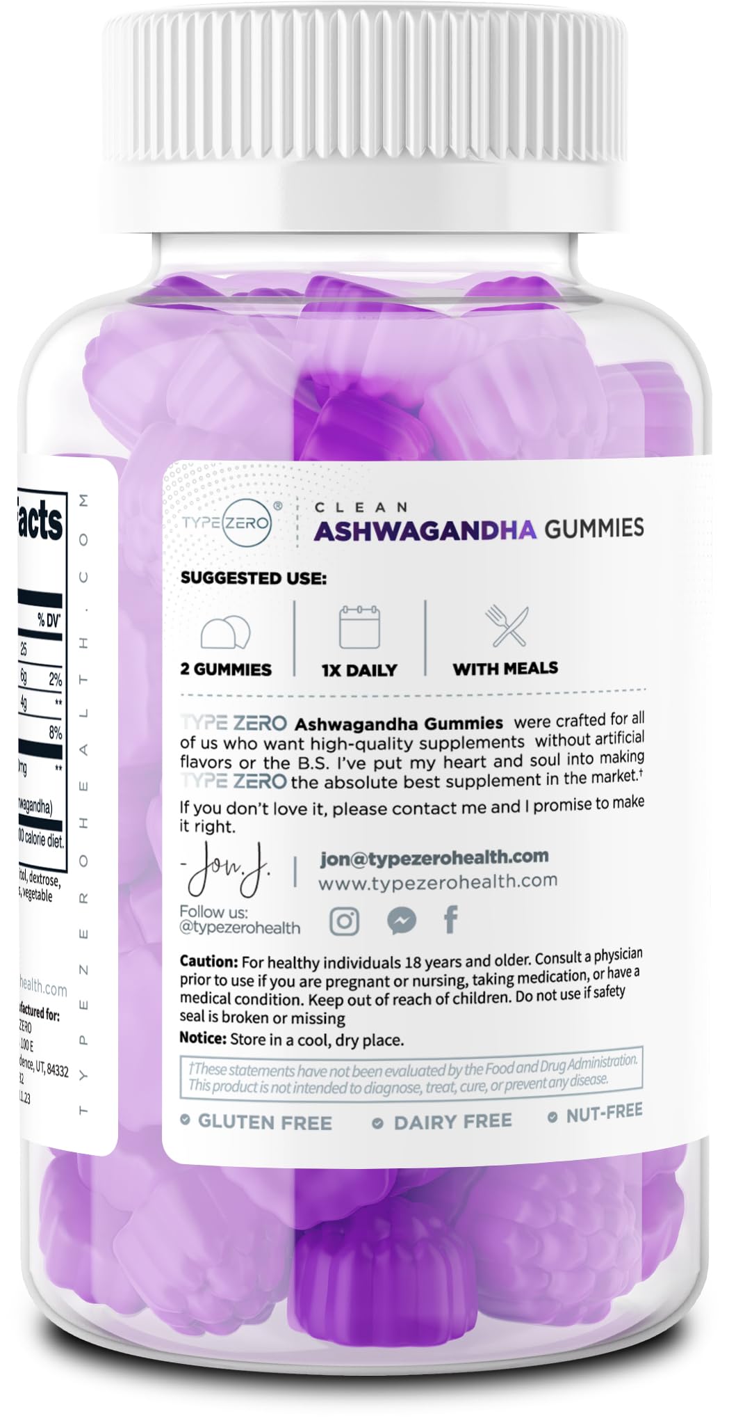 Type Zero Ashwagandha Gummies 60 Gummies for 30 Servings Per Bottle - Ashwagandha Herbal Extract Supplement, Gluten Free, GMO Free Type Zero buy supplements canada