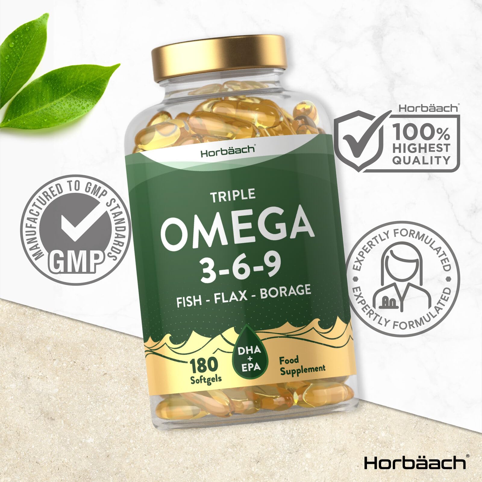 Triple Omega 3 6 9 Capsules | 180 Count | High Strength Supplement with DHA Horbäach buy supplements canada