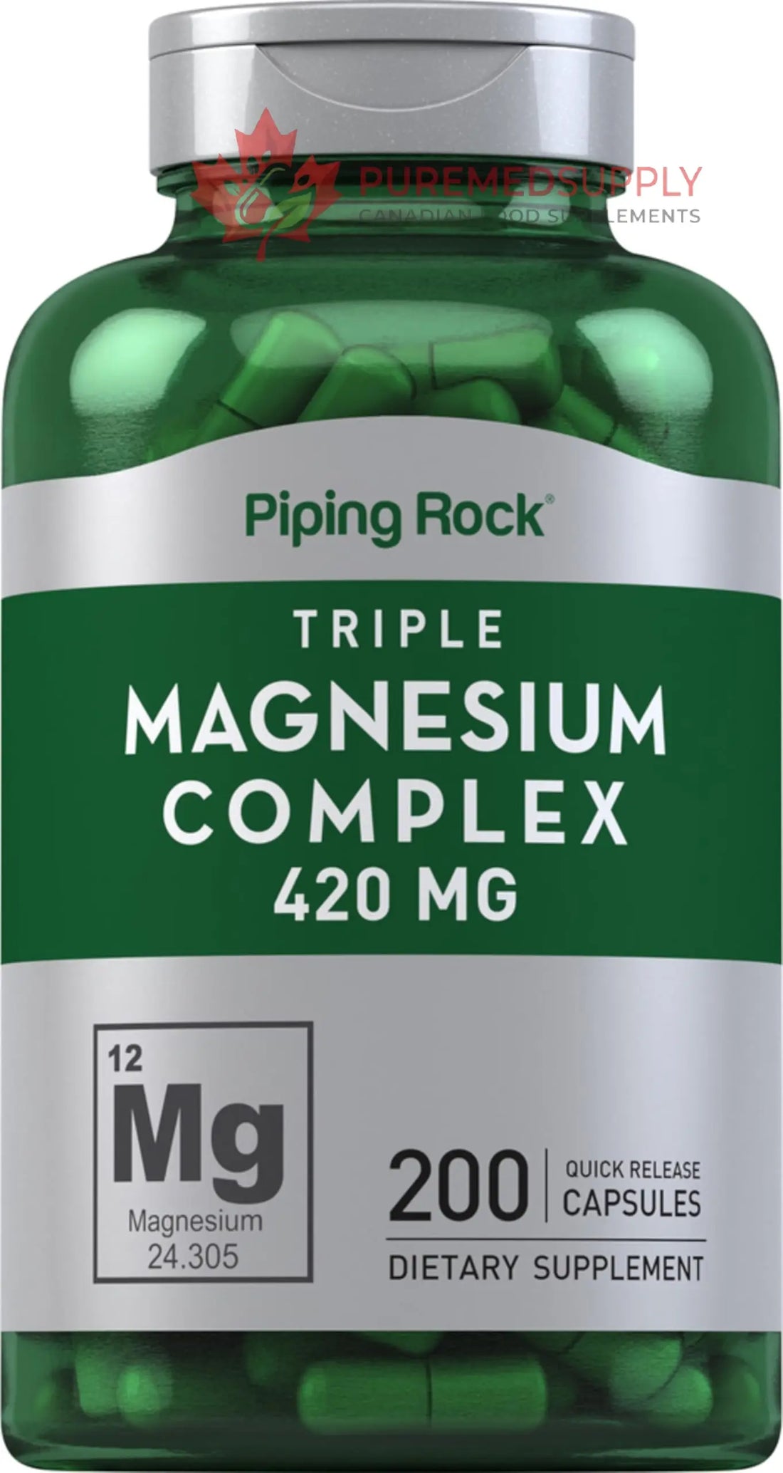 Piping Rock Triple Magnesium Complex | 420 mg | 200 Capsules | Magnesium Oxide, Citrate, and Aspartate Supplement | Non-GMO, Gluten Free Piping Rock buy supplements canada