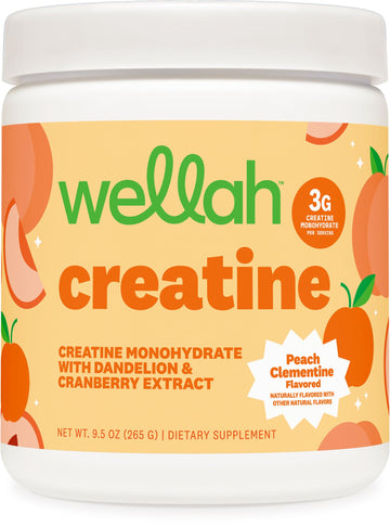 Wellah Creatine for Women - Creatine Monohydrate with Dandelion & Cranberry Extract (50 Servings, Clementine Peach) Wellah buy supplements canada