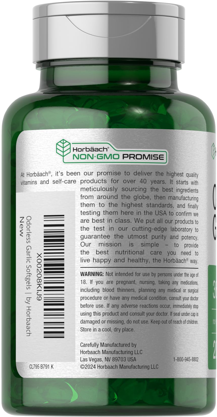 Horbäach Odorless Garlic Softgel Supplement | 200 Count | Ultra Potent Concentrated Herbal Extract | Non-GMO & Gluten Free Horbäach buy supplements canada