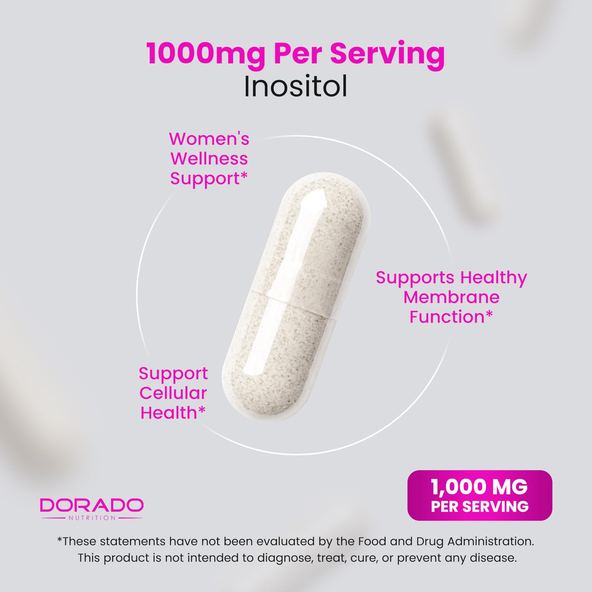 Inositol Capsules (Myo Inositol) (1000mg Per Serving 120 Capsules) Myo Inositol Supplement for Women Hormone Balance Support - Vegan Safe - Third Party Tested - Gluten Free & Made in USA (120 Count) DORADO NUTRITION buy supplements canada