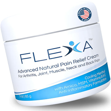 FLEXA Natural Relief Cream - Use on Muscles, Back, Neck, and Joints - with Arnica, Menthol, MSM, Ilex Leaf, and Tea Tree Oil - 3 Oz Jar FLEXA buy supplements canada