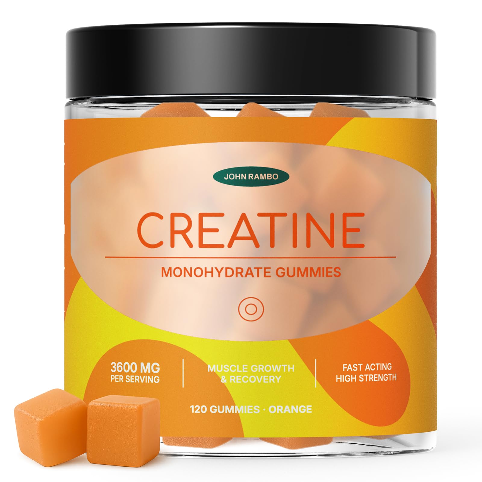 JOHN RAMBO Creatine Monohydrate Gummies – 3600mg Real Creatine Per Serving – Transparent Label, Refreshing Orange Flavor, Lab-Tested Muscle & Strength Supplement JOHN RAMBO buy supplements canada