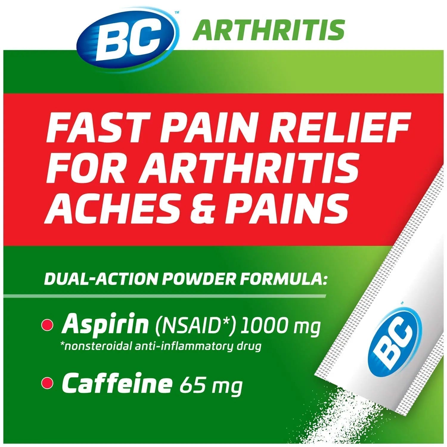 BC Powder Arthritis Pain Reliever, Aspirin Dissolve Packs, 50 Count Powder Packets BC buy supplements canada