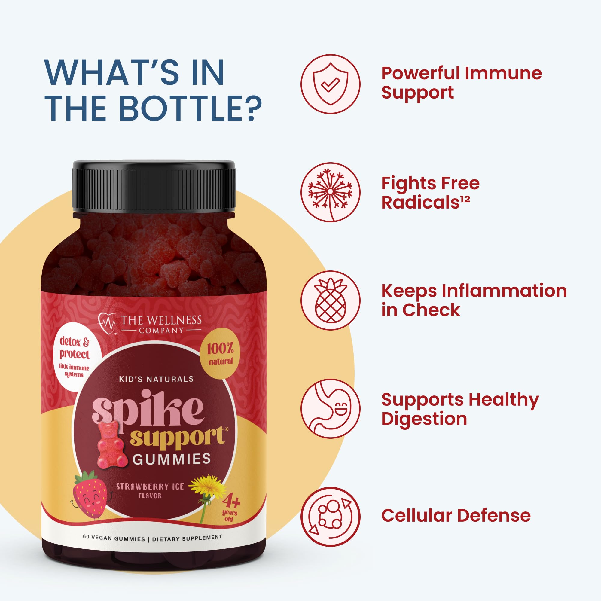 Kids Naturals Spike Support Gummies – Year-Round Wellness with Vitamin C, D & Zinc | 60ct (1 Month Supply) The Wellness Company buy supplements canada