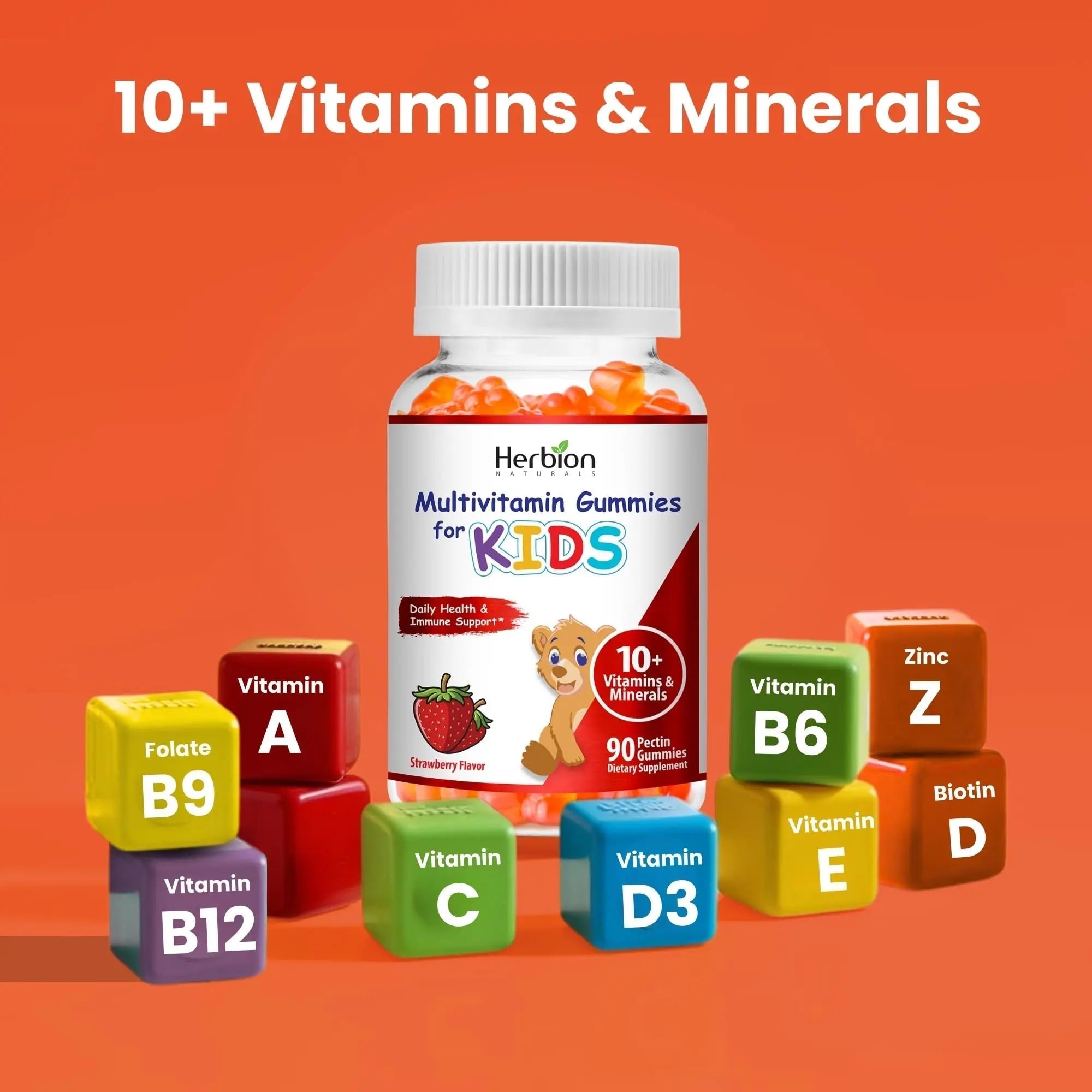 HERBION Naturals Multivitamin Gummies for Kids, Immune Support with Vitamin C, D3, B12, A, E & Zinc, Strawberry Flavor HERBION buy supplements canada