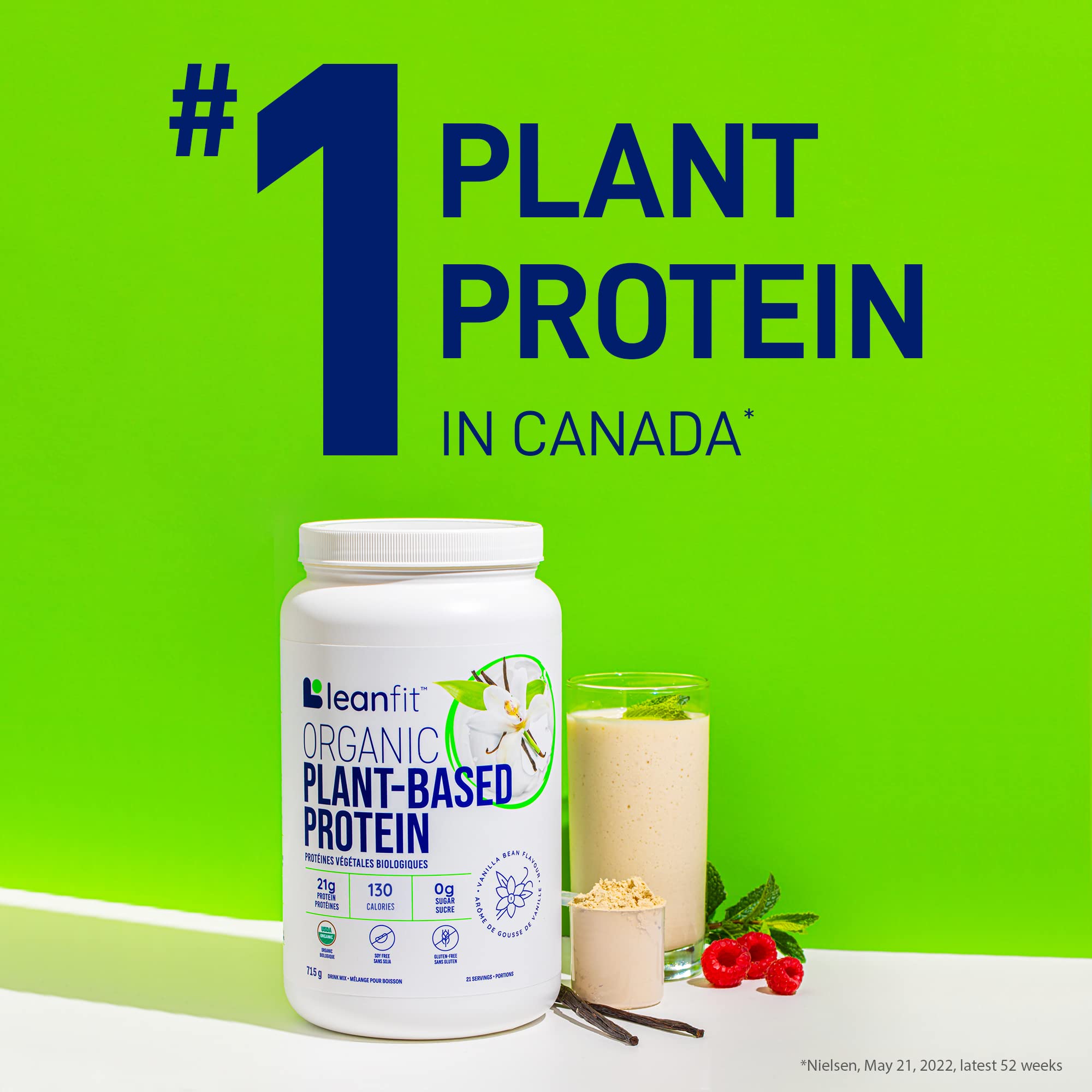 LeanFit Organic Plant-Based Protein, Natural Vanilla Flavor, 21g Vegan Protein, 19 Servings LeanFit buy supplements canada