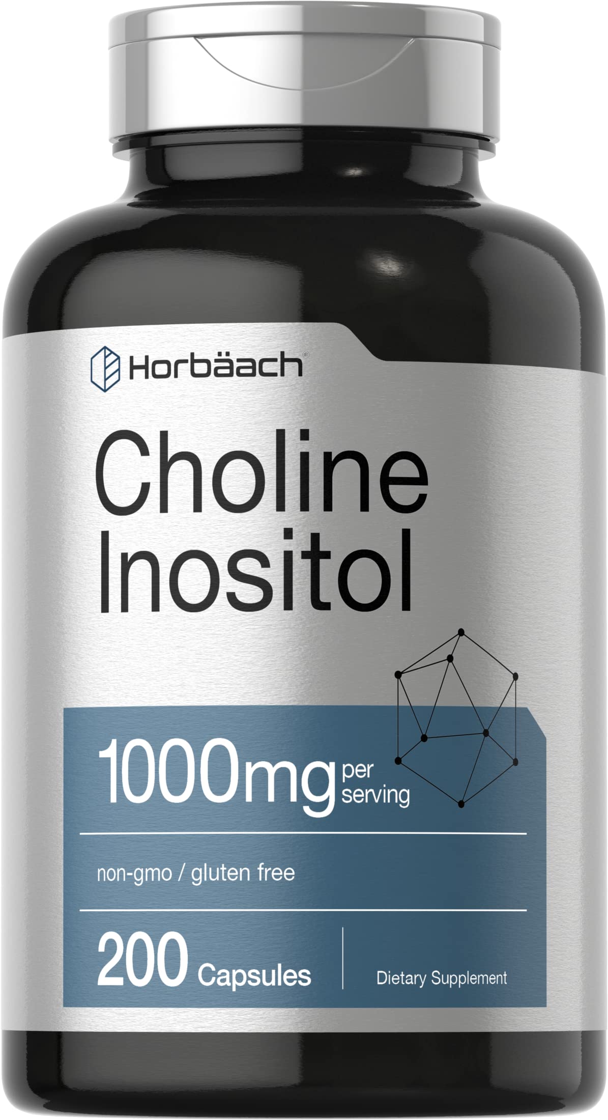 Choline Inositol 1000mg Supplement | 200 Capsules | Non-GMO, Gluten Free | by Horbaach Horbäach buy supplements canada