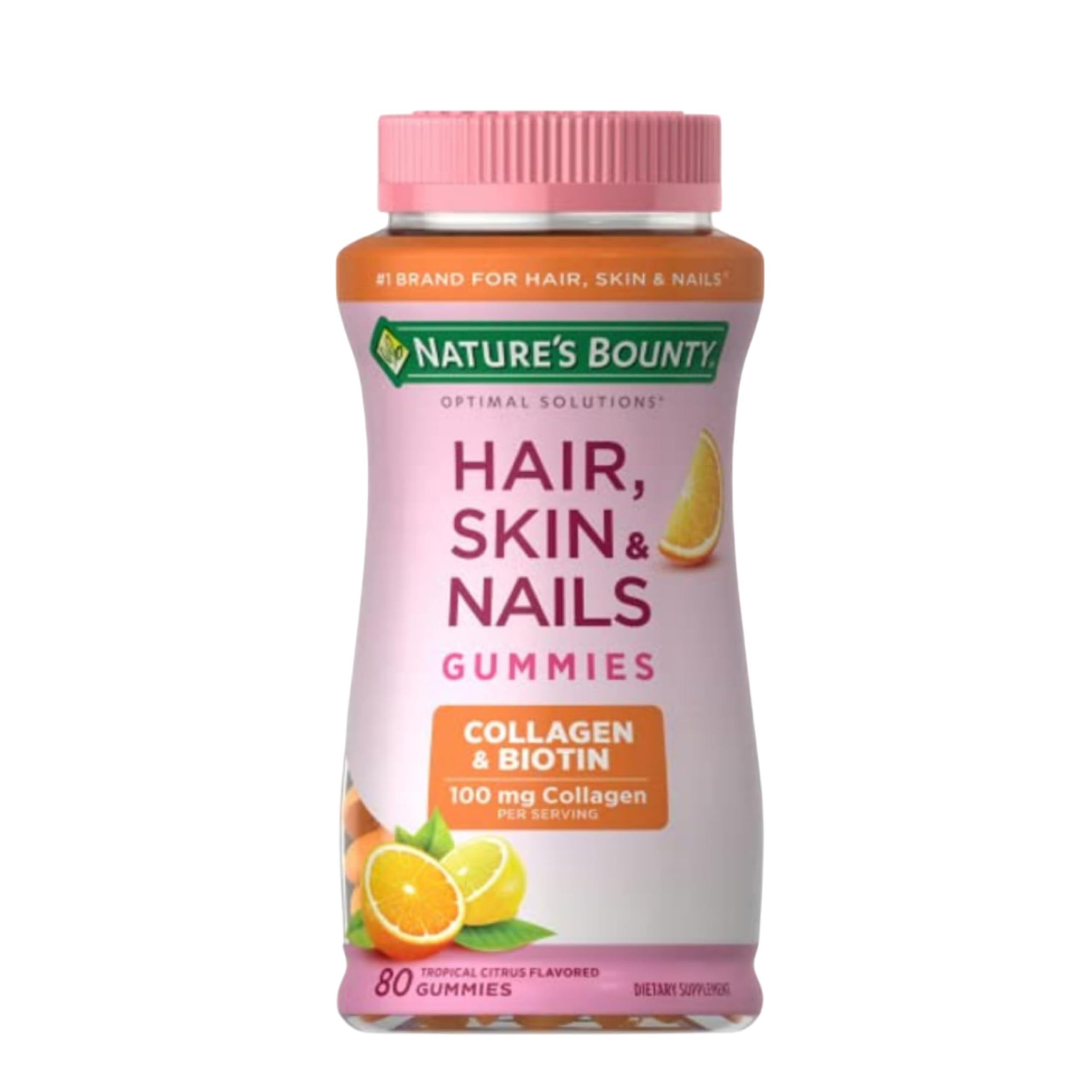 Nature's Bounty Optimal Solutions Hair, Skin & Nails with Biotin and Collagen, Citrus-Flavored Gummies Vitamin Supplement, 2500 mcg, 80 Ct, 40 Total Servings Nature's Bounty buy supplements canada