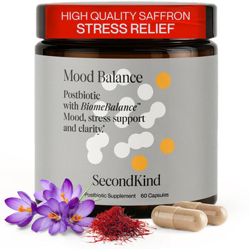 SecondKind Anxiety & Stress Relief Supplement – Saffron & Postbiotic Supplement for Emotional Support – 1000x More Active Ingredients Than Probiotics. Made with BiomeBalance™ in the USA, 60 Capsules SecondKind buy supplements canada