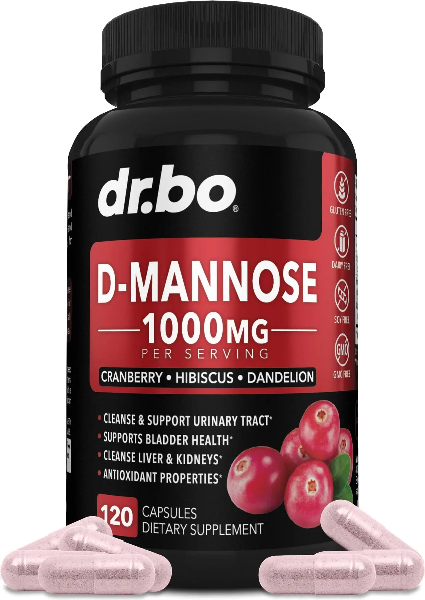 D Mannose Supplements for Women Pills - Natural D-Mannose 500mg Capsules, Cranberry DMannose Pills 1000mg Per Serving - Bladder Flush & Urinary Tract Cleanse Health Supplement - 120 Veg Capsules DR. BO buy supplements canada