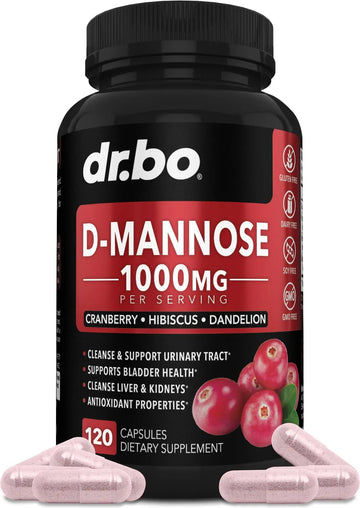 D Mannose Supplements for Women Pills - Natural D-Mannose 500mg Capsules, Cranberry DMannose Pills 1000mg Per Serving - Bladder Flush & Urinary Tract Cleanse Health Supplement - 120 Veg Capsules DR. BO buy supplements canada