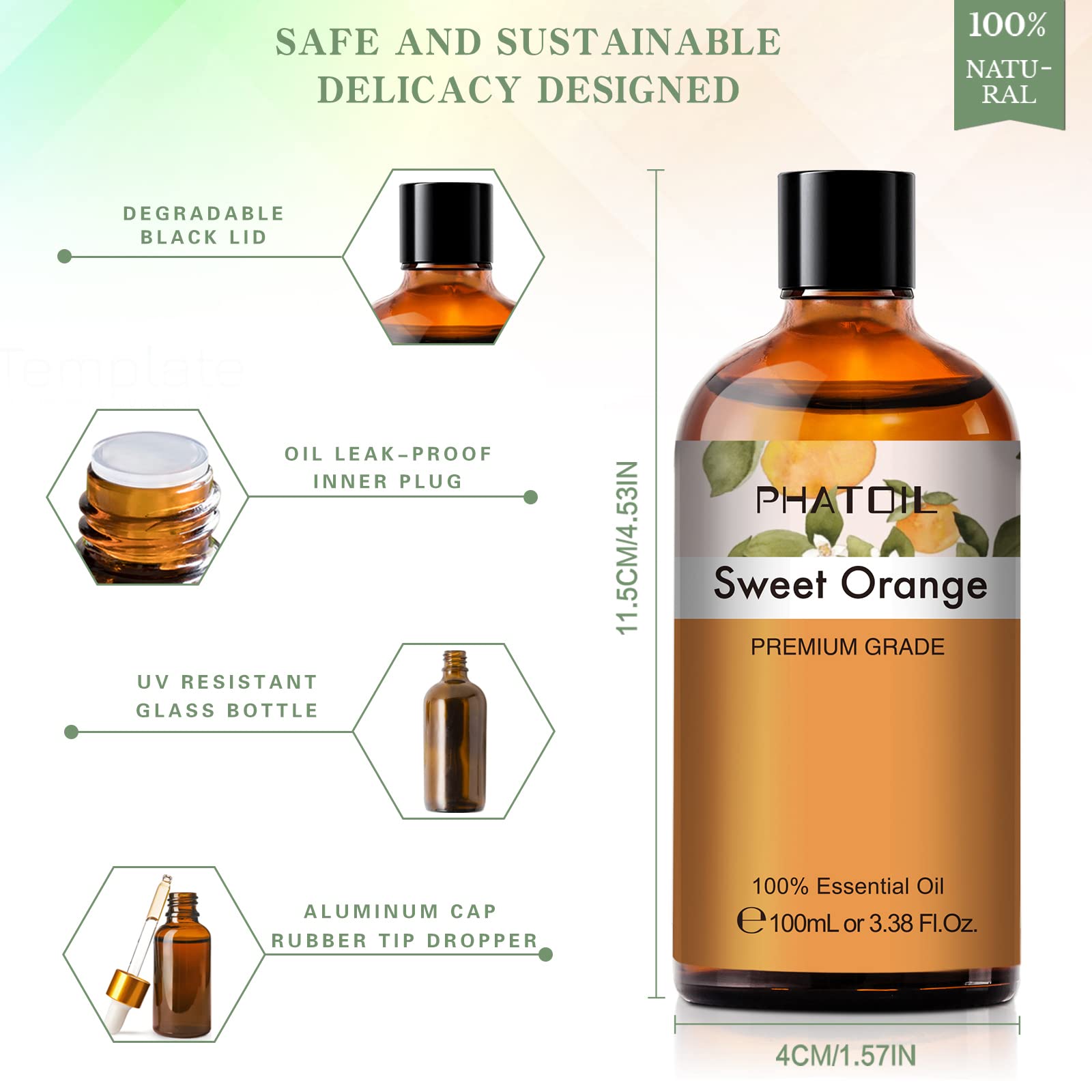 PHATOIL Sweet Orange Essential Oil 100ML, Pure Premium Grade Sweet Orange Essential PHATOIL buy supplements canada