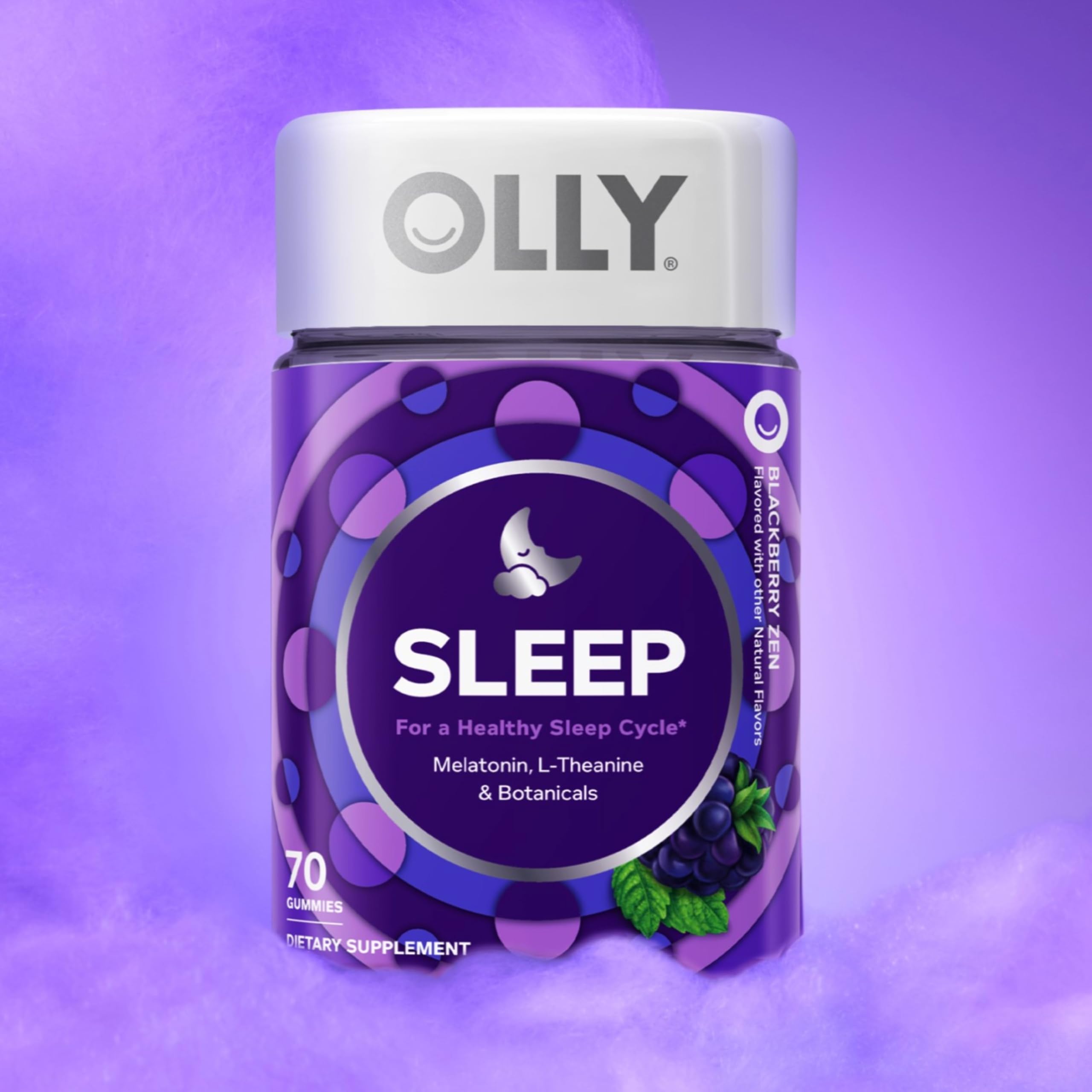 OLLY Sleep Gummy, 3 mg Melatonin, L-Theanine, Chamomile, Lemon Balm, Sleep Aid, Blackberry - 70 Count OLLY buy supplements canada