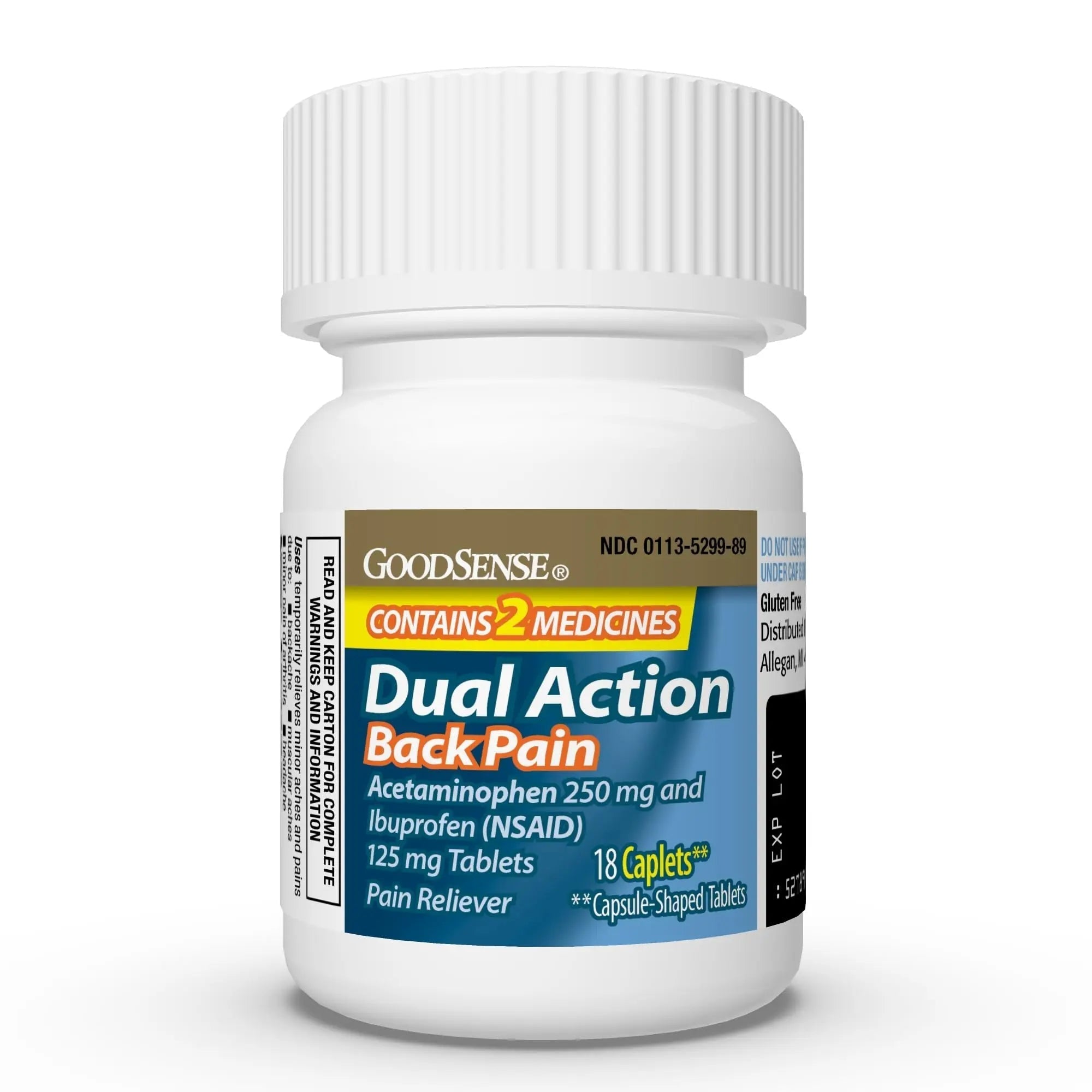 GoodSense Dual Action Acetaminophen and Ibuprofen (NSAID) Tablets, 250 mg/125 mg, Back Pain, 18 Count GoodSense buy supplements canada