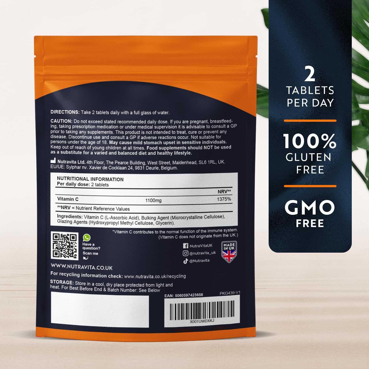 Vitamin C Tablets 1100mg – 180 Premium Vegan and Vegetarian Tablets – 3 Month Supply Nutravita buy supplements canada