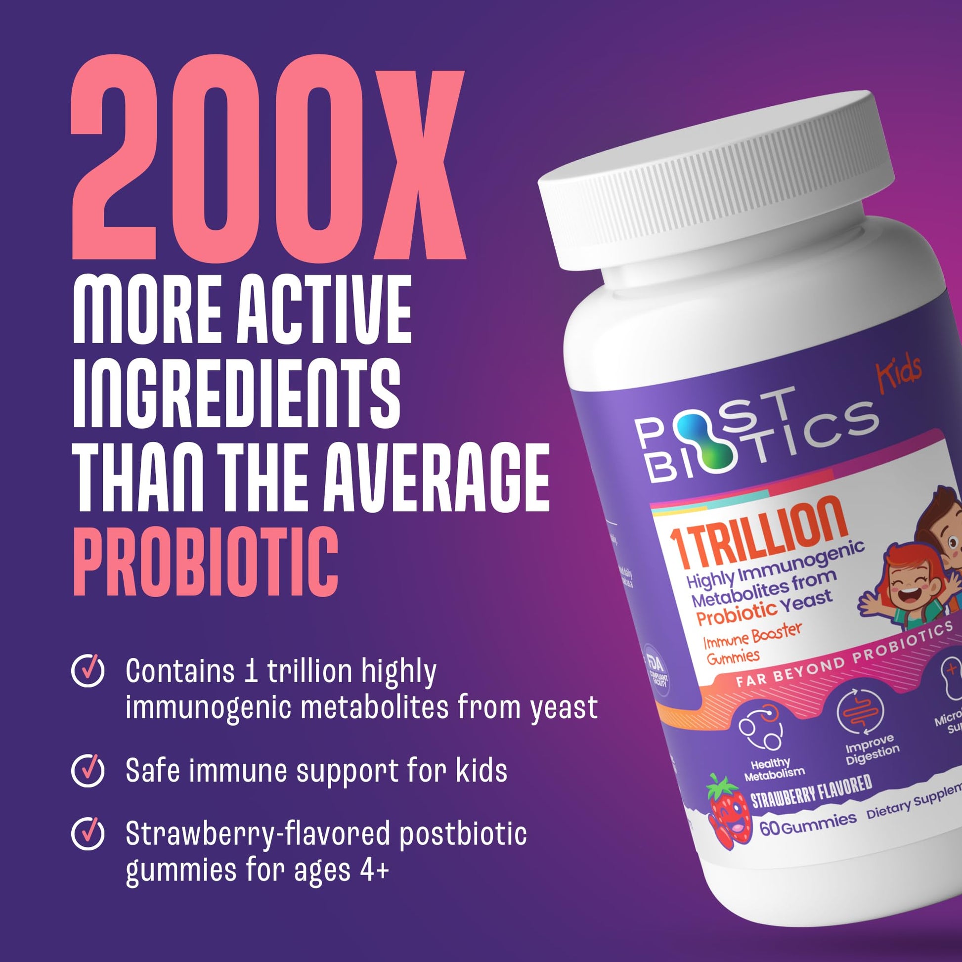 NAVEH PHARMA Postbiotics Kids Strawberry Gummies. Children’s Postbiotics, Ages 4+, 1 Trillion metabolites 200X Ingredients Than Probiotic Or Prebiotic. Gut Health, Immunity, Digestion & Microbiome NAVEH PHARMA buy supplements canada
