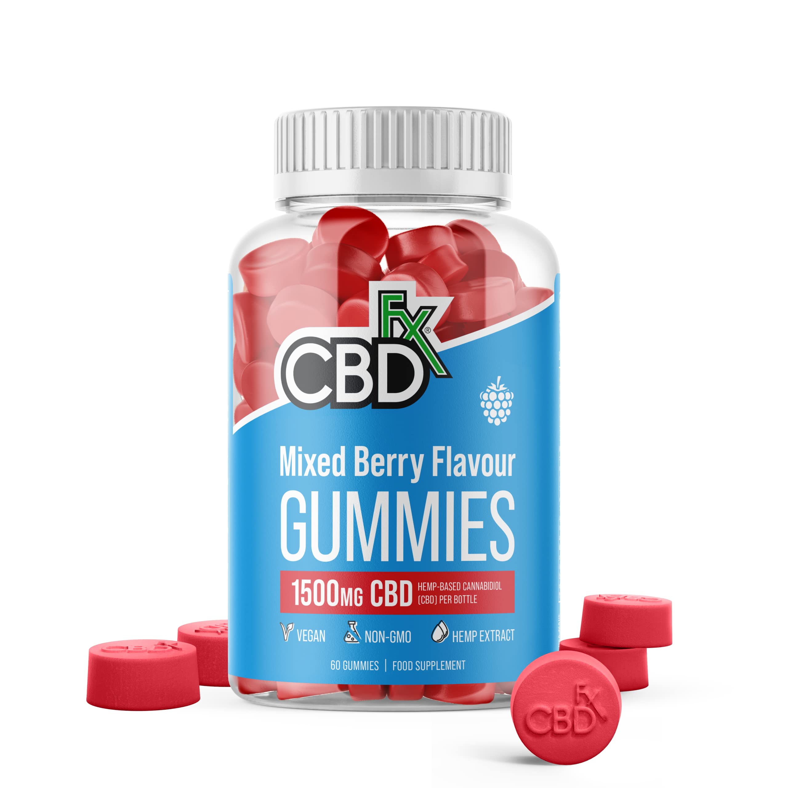 CBDfx 1500mg CBD High Strength Vegan Mixed Berry Gummies 25mg CBD per Gummy CBDFX buy supplements canada