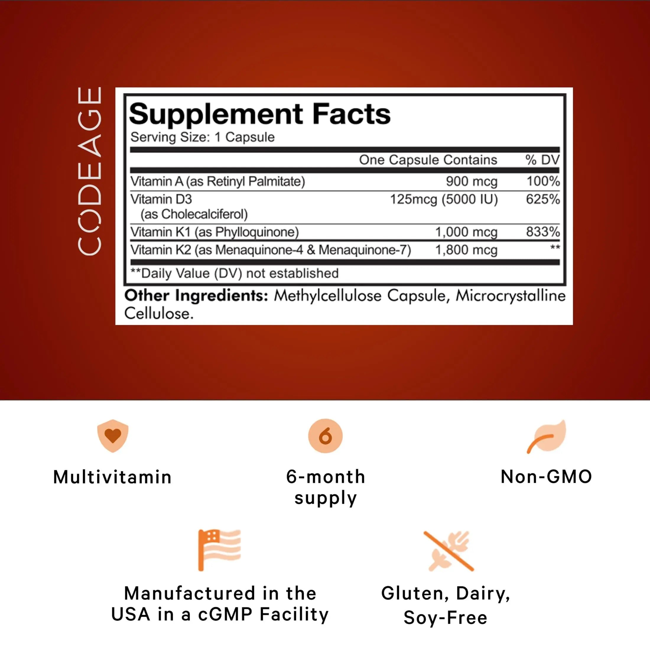 Codeage ADK Vitamins Supplement - Essential Vitamin A, D3 5000 IU, K1 & K2 (MK4 & MK7) - 6-Month Supply - 1 Capsule per Serving Codeage buy supplements canada