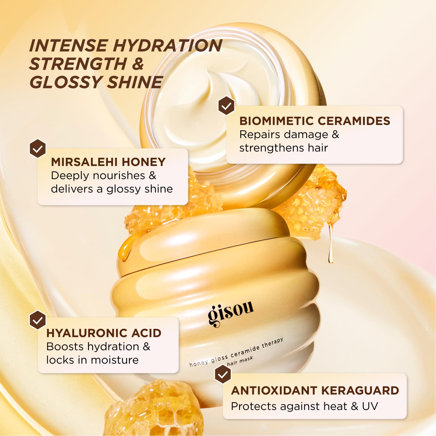Gisou Honey Gloss Hair Therapy Trio - Mini Shampoo, Hair Mask and Conditioner for smoother, stronger and glossier hair Gisou buy supplements canada