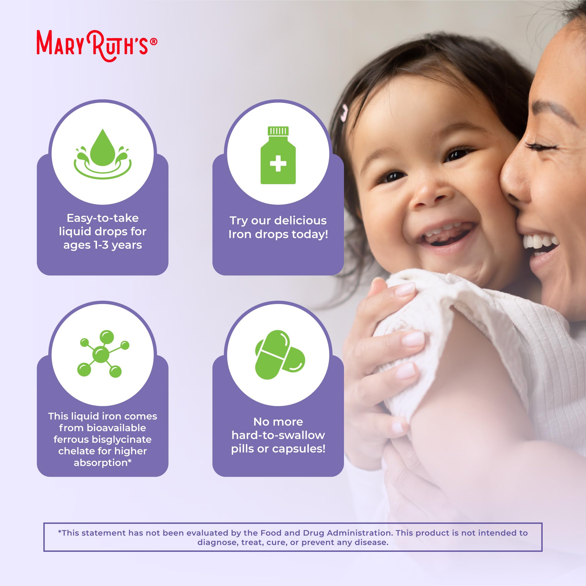 MaryRuth's Iron Supplement for Toddlers | Liquid Iron Supplement for Children Ages 1-3 | Iron Supplement for Iron Deficiency | Ferrochel | Sugar Free | Vegan | Non-GMO | Gluten Free | 2 Fl Oz MARYRUTH'S buy supplements canada
