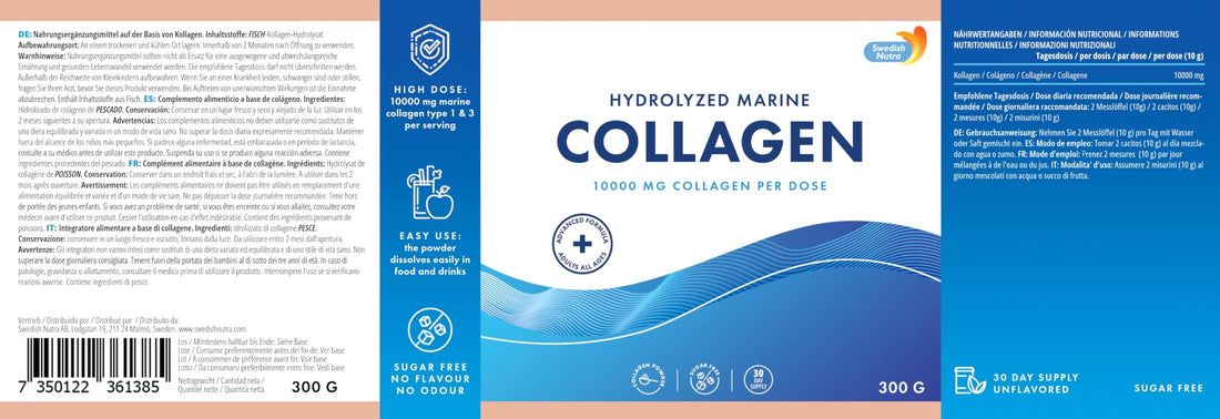 100% Marine Collagen Powder 300g I Pure Hydrolyzed Collagen Powder (Type I & III) Swedish Nutra buy supplements canada