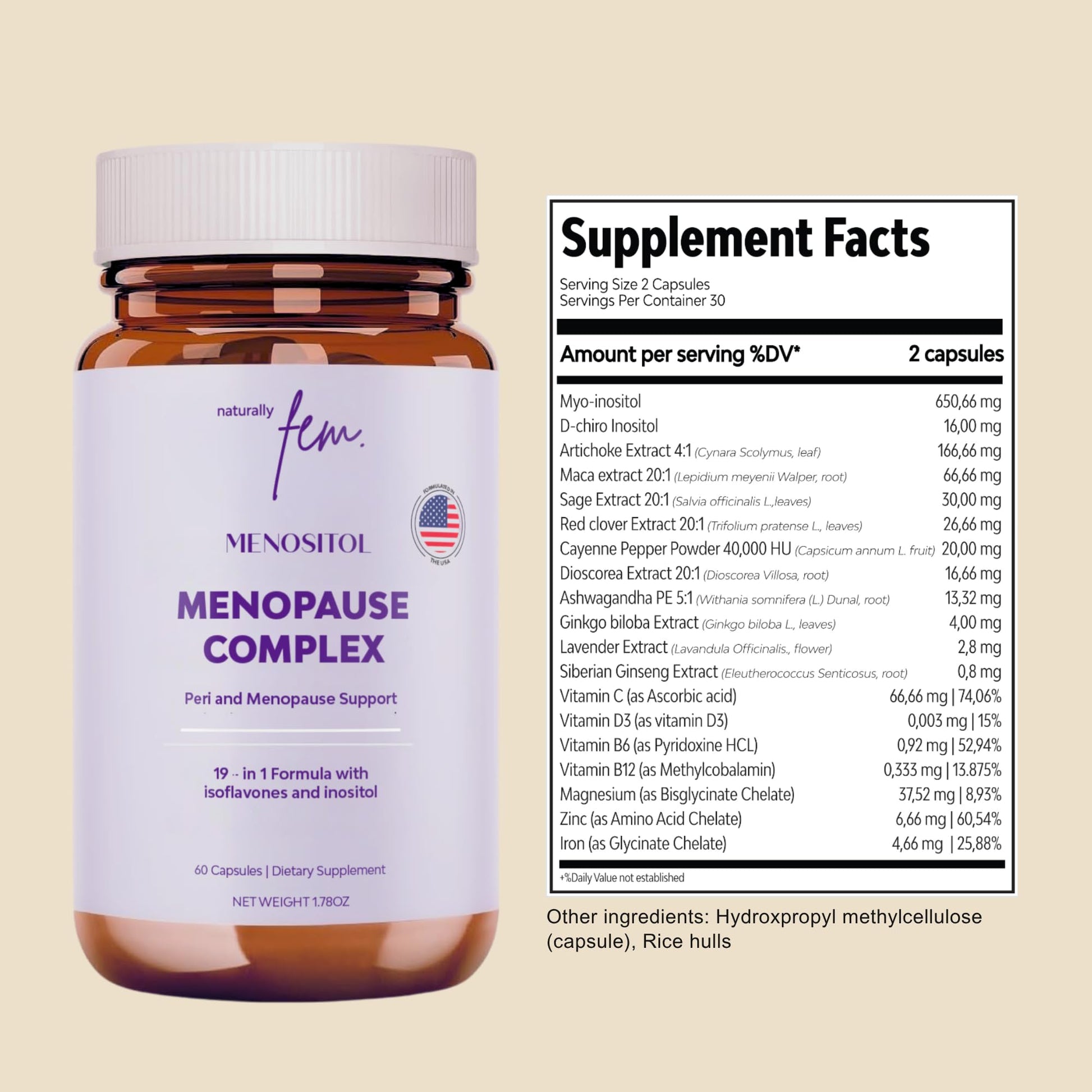 Inositol FEM Menositol 19-in-1 60Caps, Perimenopause & Menopause Supplements for Women Weight Loss with Myo-Inositol, D-chiro and Isoflavones, Control Metabolic Health, 100% Natural, Hormone, SoyFree QSTA buy supplements canada