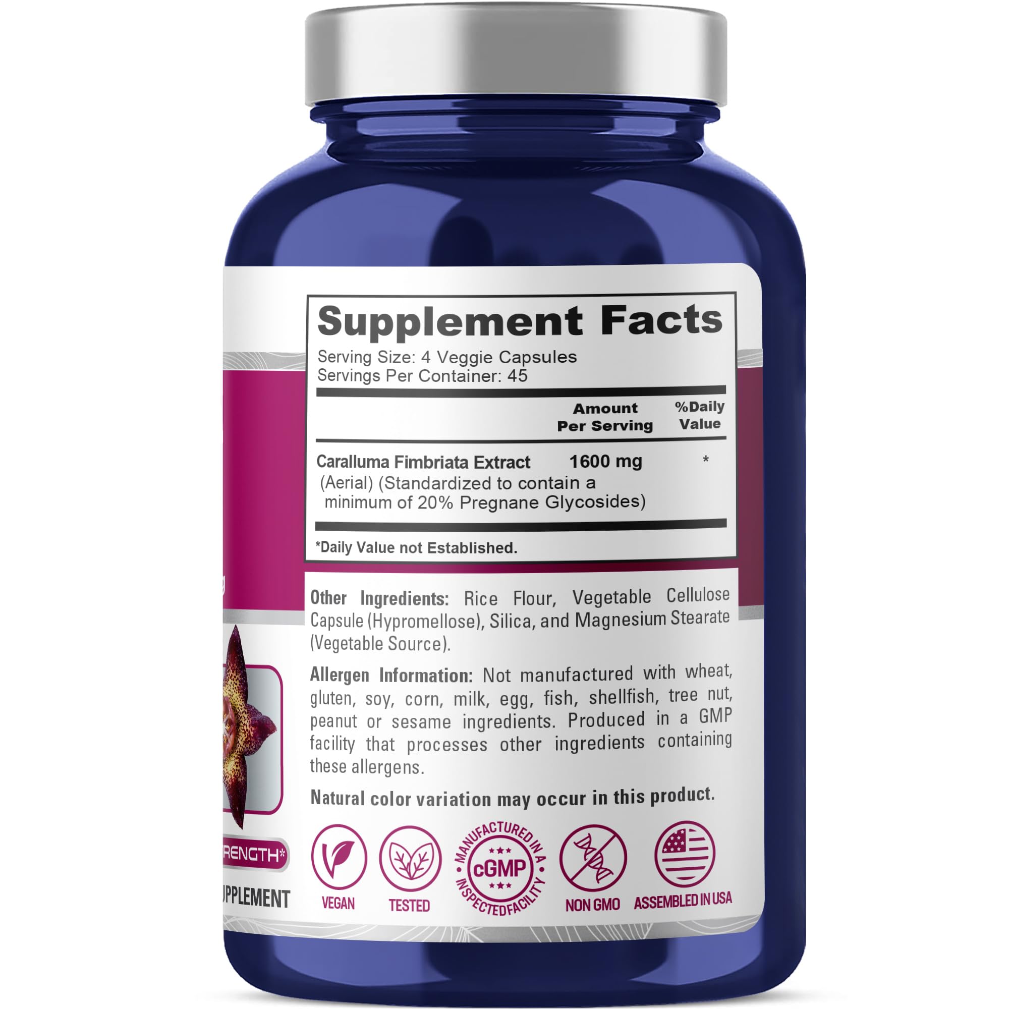 NusaPure Caralluma Fimbriata 1600mg - 180 Veggie Capsules (Non-GMO, Vegan) NusaPure buy supplements canada