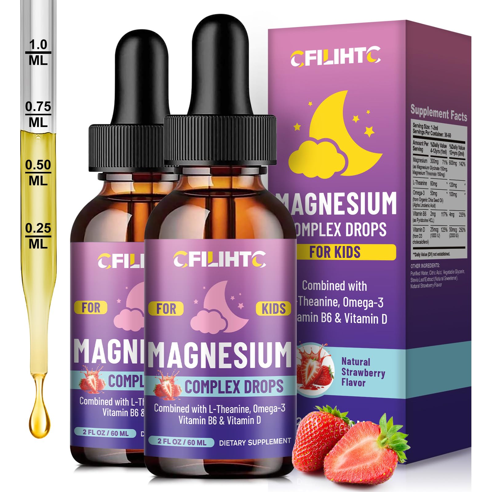 Kids Magnesium Liquid Drops-Magnesium Glycinate Liquid for Kids Supplement-w/L-theanine, Omega-3, Vitamin B6, D3 - for Sleep, Relaxation, Brain, Bones - 4 Fl Oz Children's Calm CFILIHTC buy supplements canada