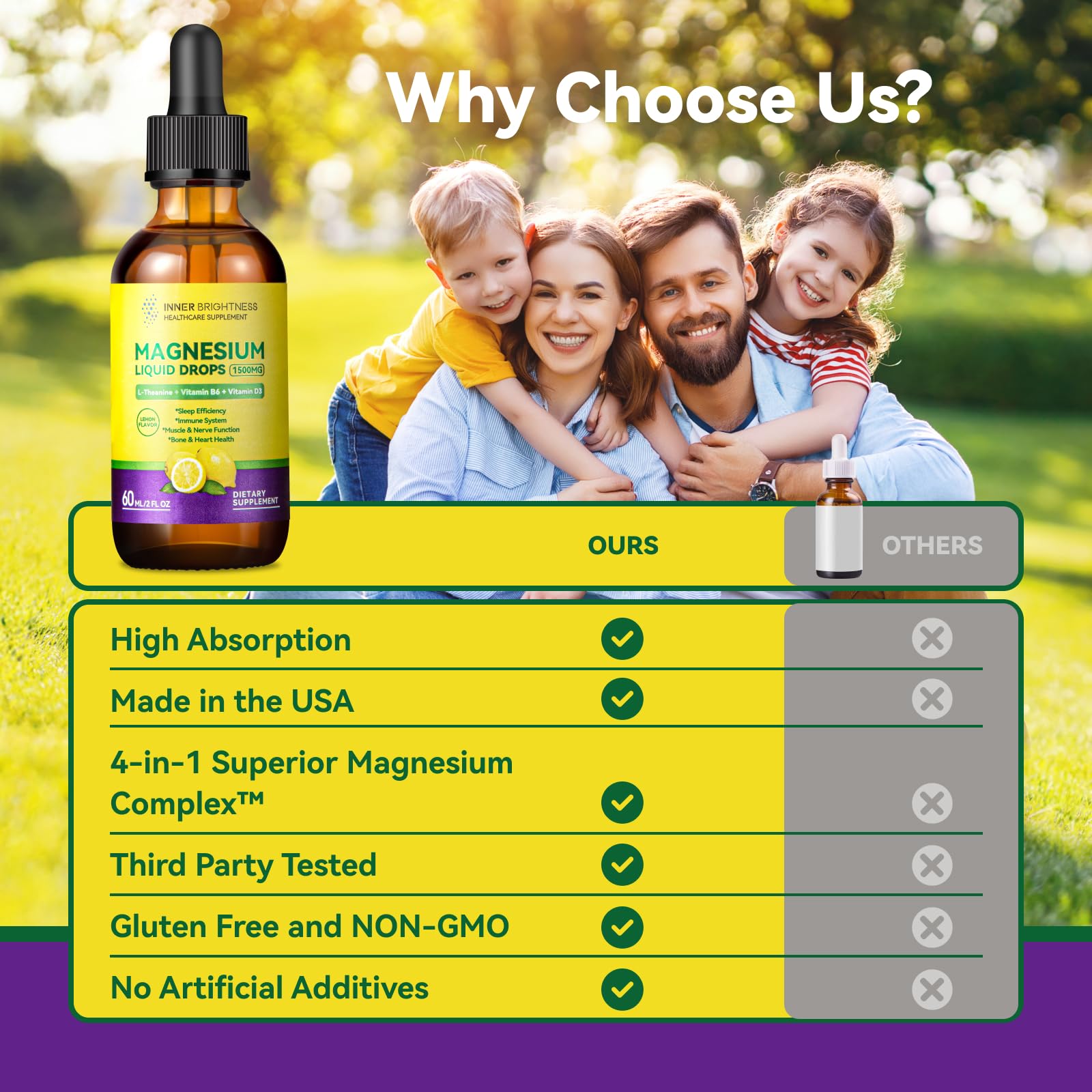 Magnesium Glycinate Liquid Drops 1500mg with Magnesium Citrate & Taurate, L-Theanine, Vitamin D3, B6 - Supports Calm, Sleep, Muscle Relaxation, Leg Cramps & Energy, Lemon Flavor, 60 mL Inner Brightness buy supplements canada