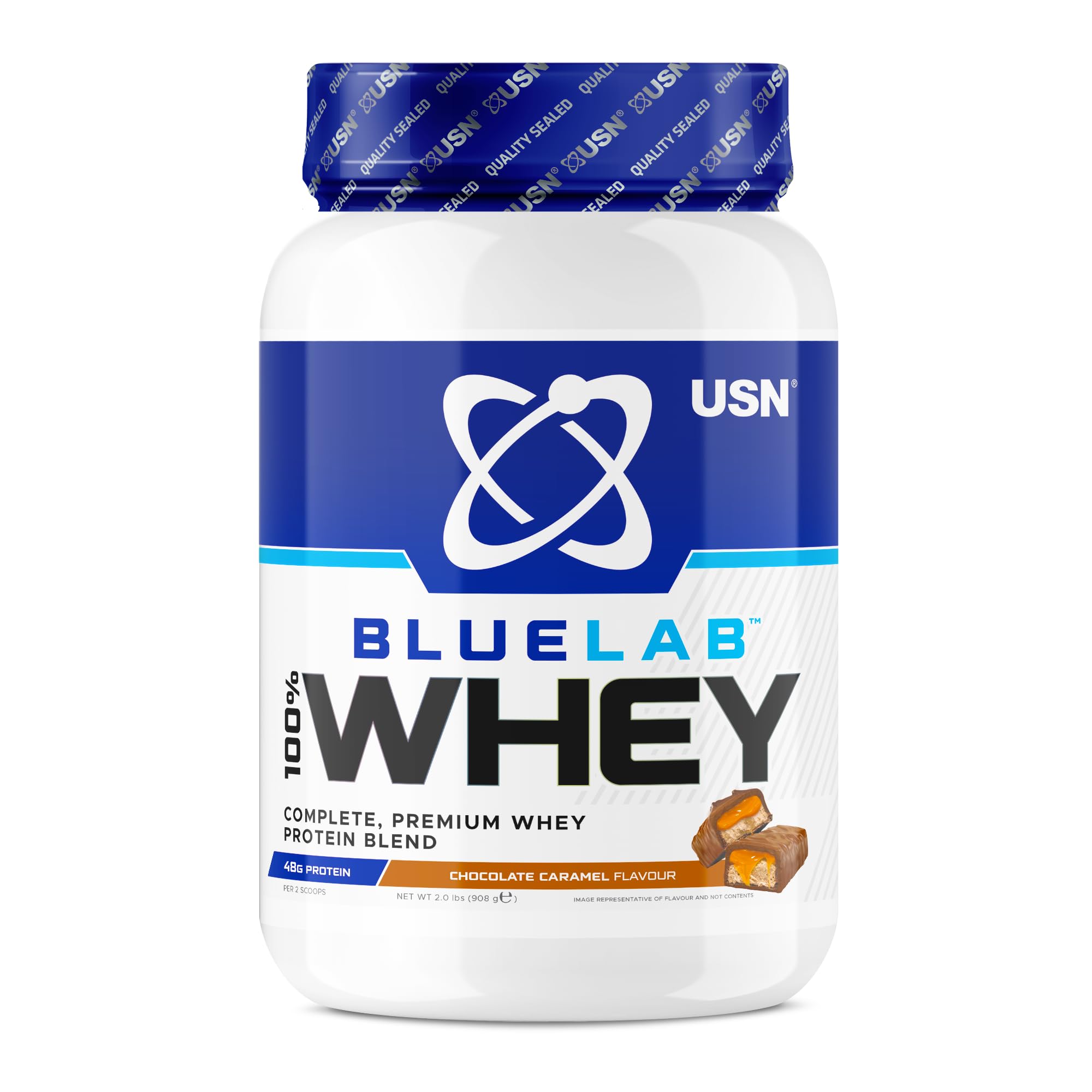 USN Blue Lab Whey Protein Powder: Chocolate Caramel - Whey Protein 908g USN buy supplements canada